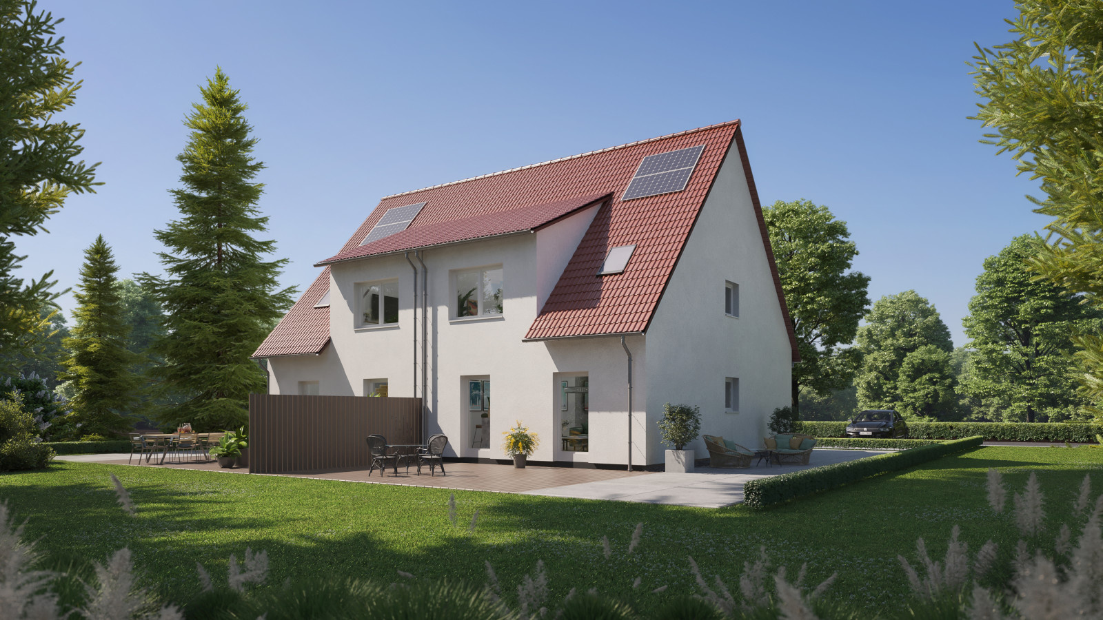 Beispiele architektonischer Renderings eines  Hauses