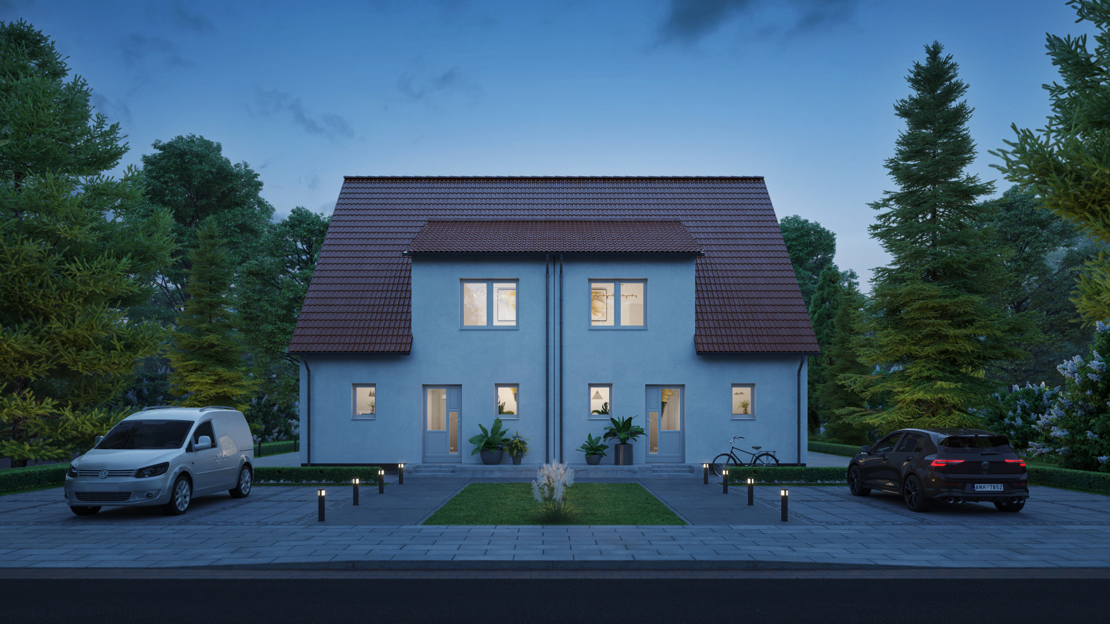 Beispiele architektonischer Renderings eines  Hauses