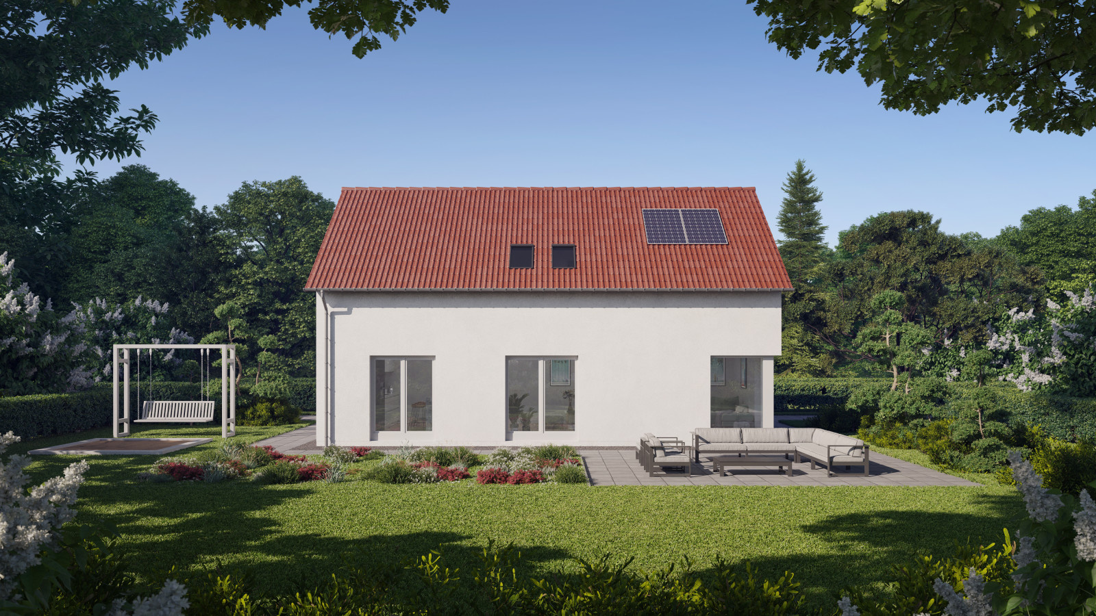Beispiele architektonischer Renderings eines  Hauses