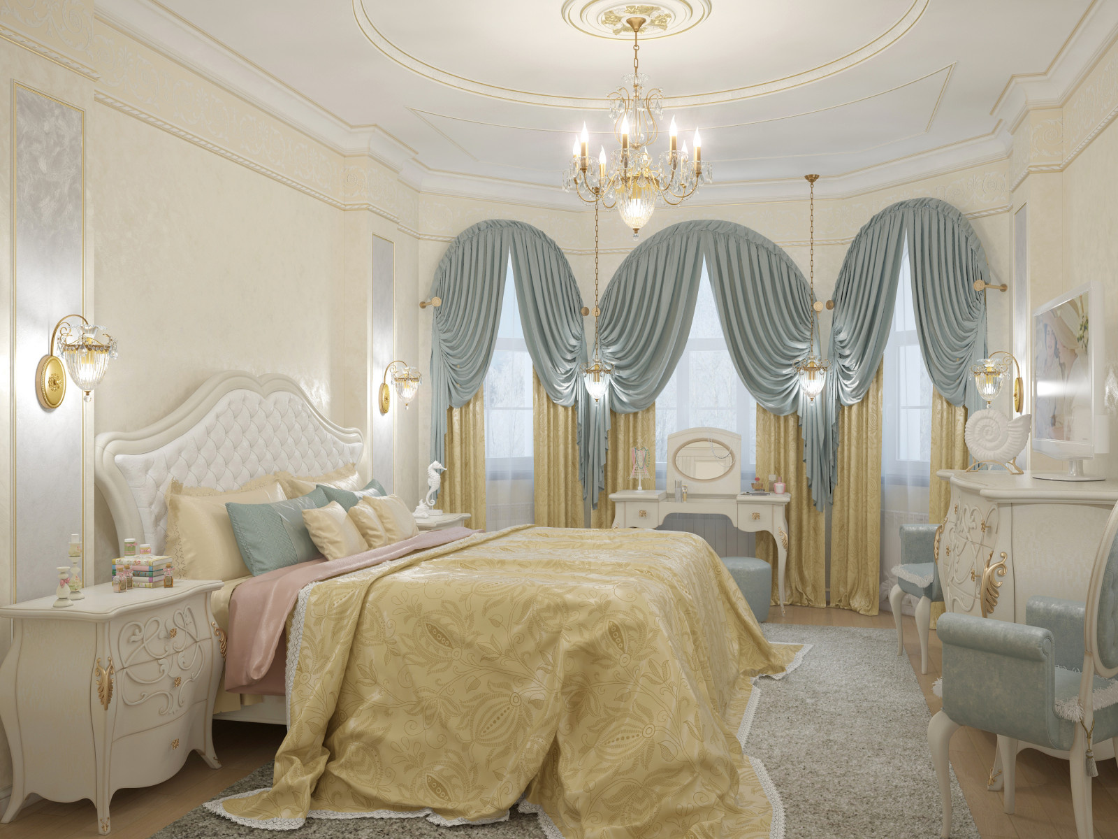 Интерьер коттеджа в классическом стиле 305 м.кв