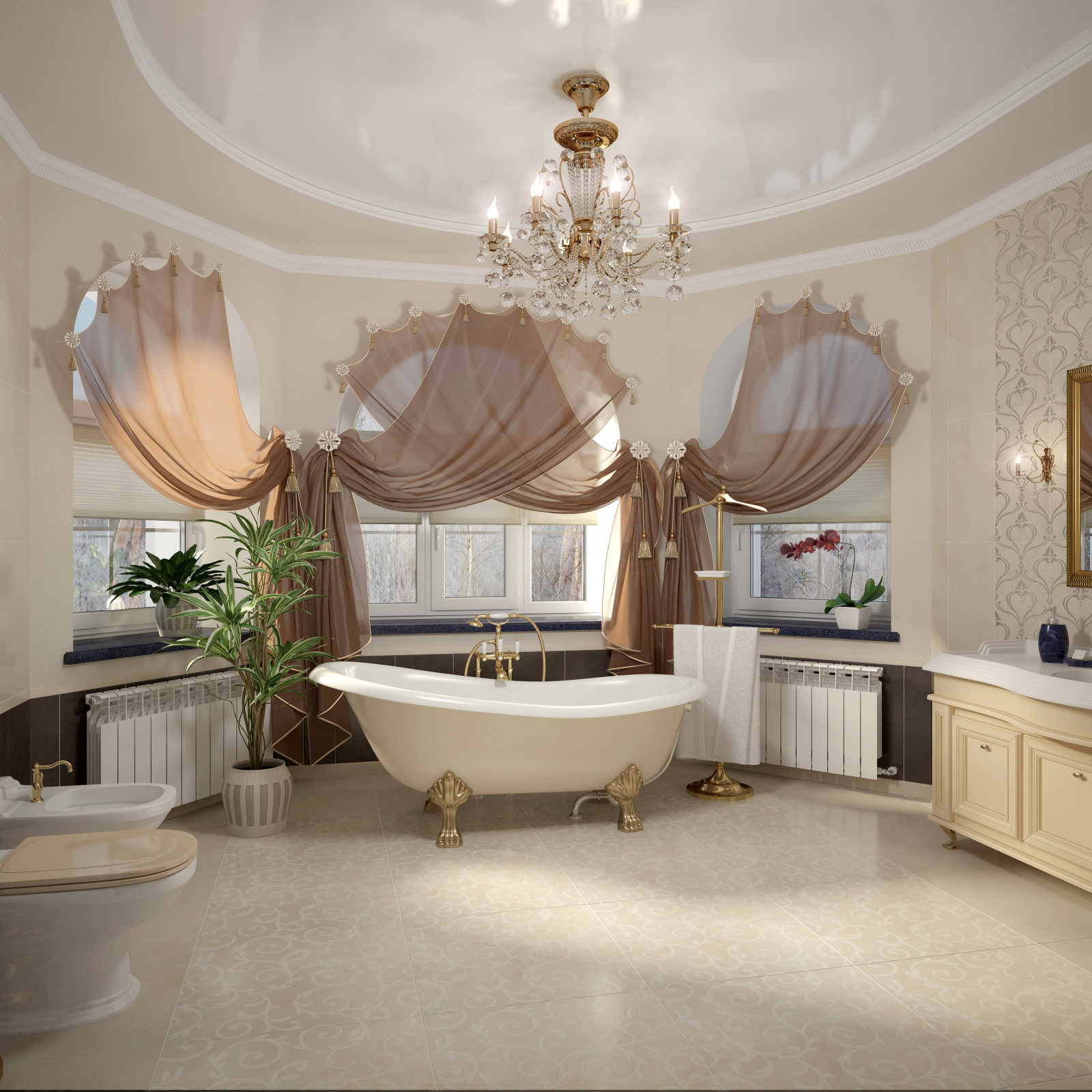 Интерьер коттеджа в классическом стиле 305 м.кв