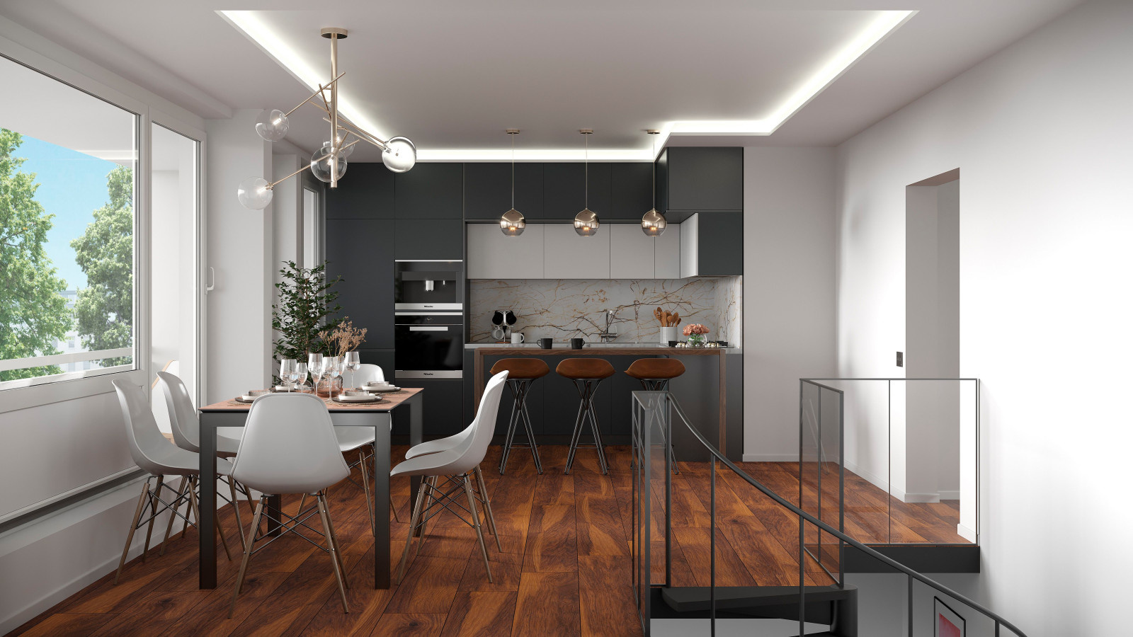 Maisonette-Wohnung mit Wendeltreppe