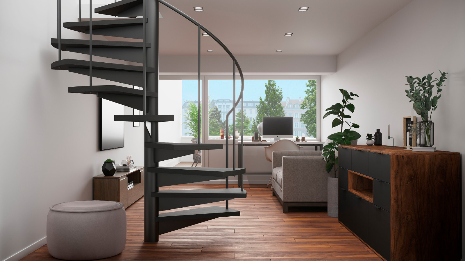 Maisonette-Wohnung mit Wendeltreppe