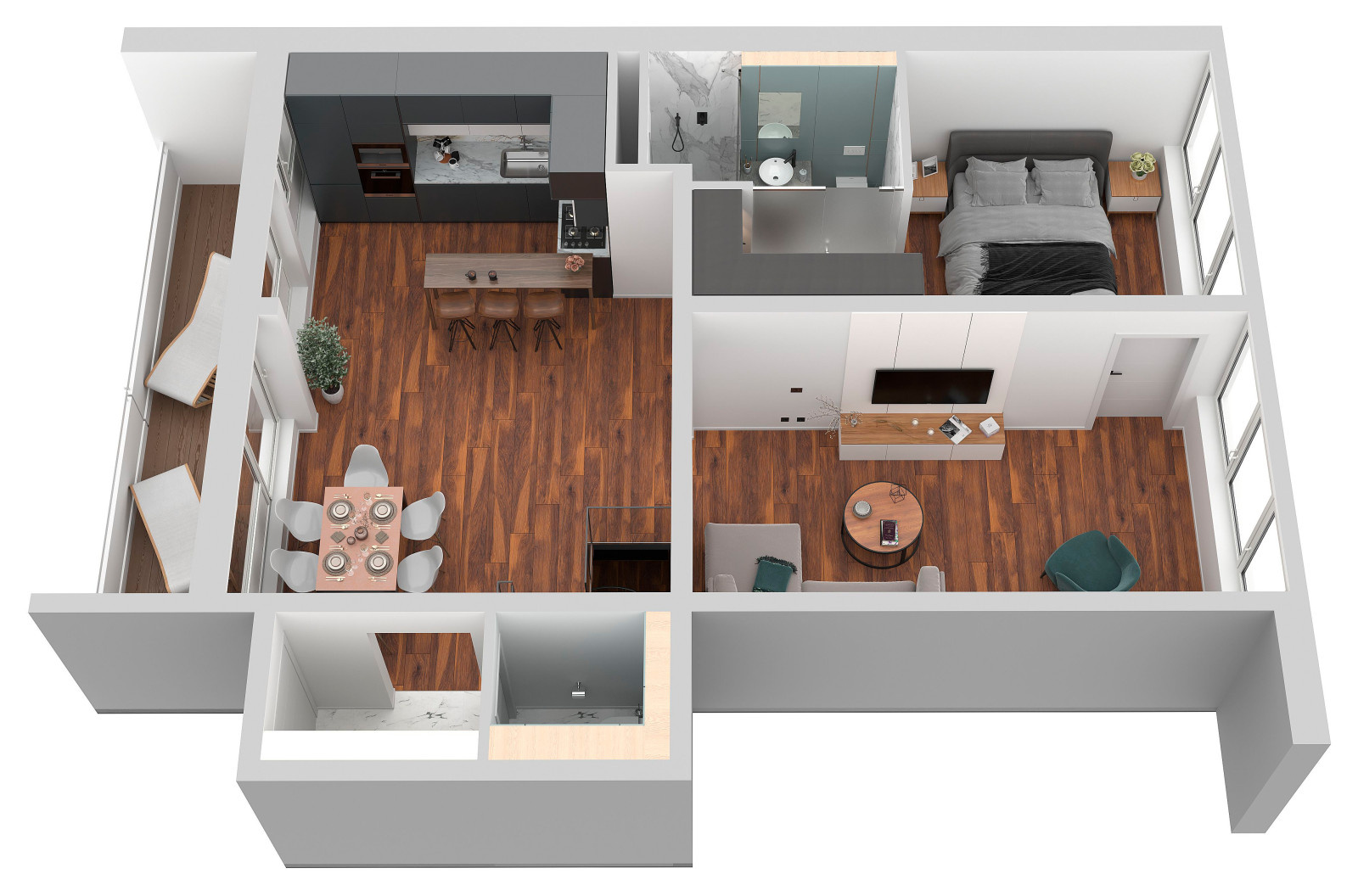 Maisonette-Wohnung mit Wendeltreppe