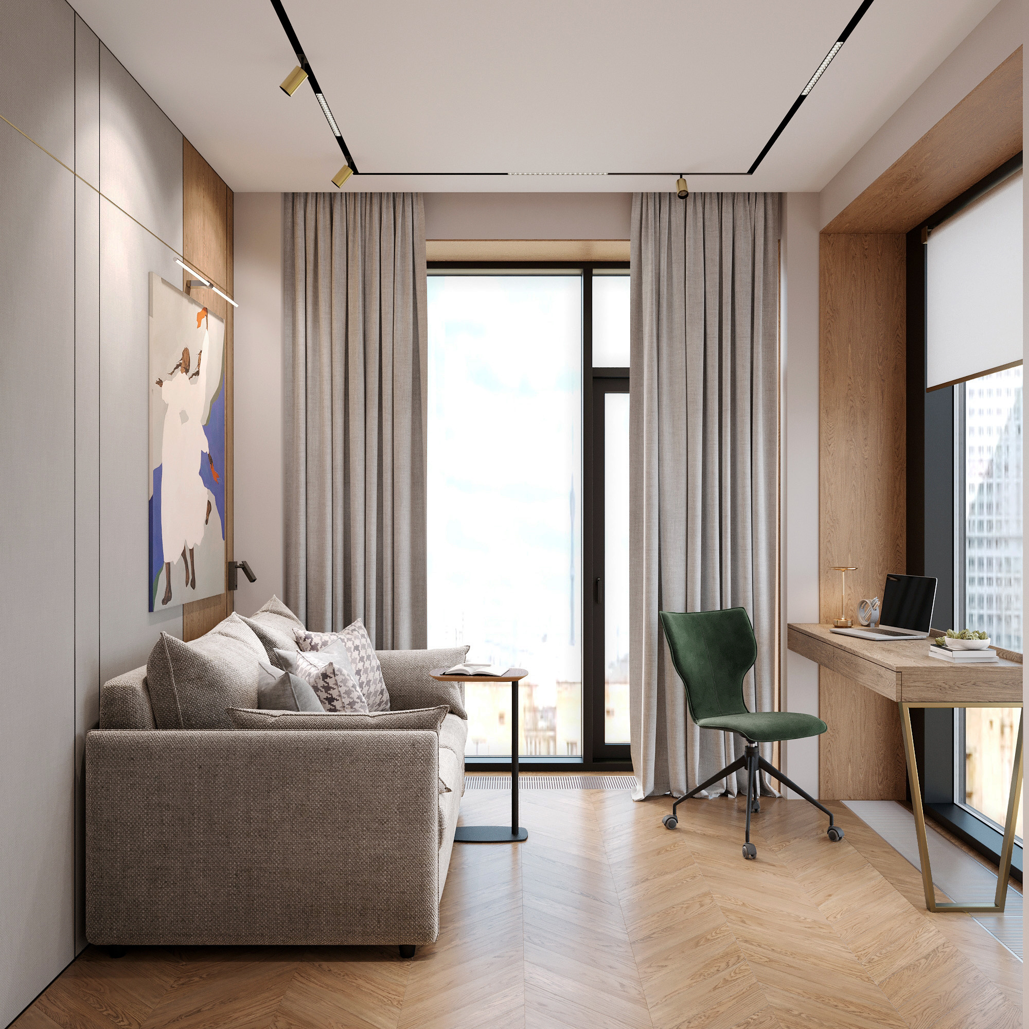 Гостевая спальня/кабинет в современном стиле