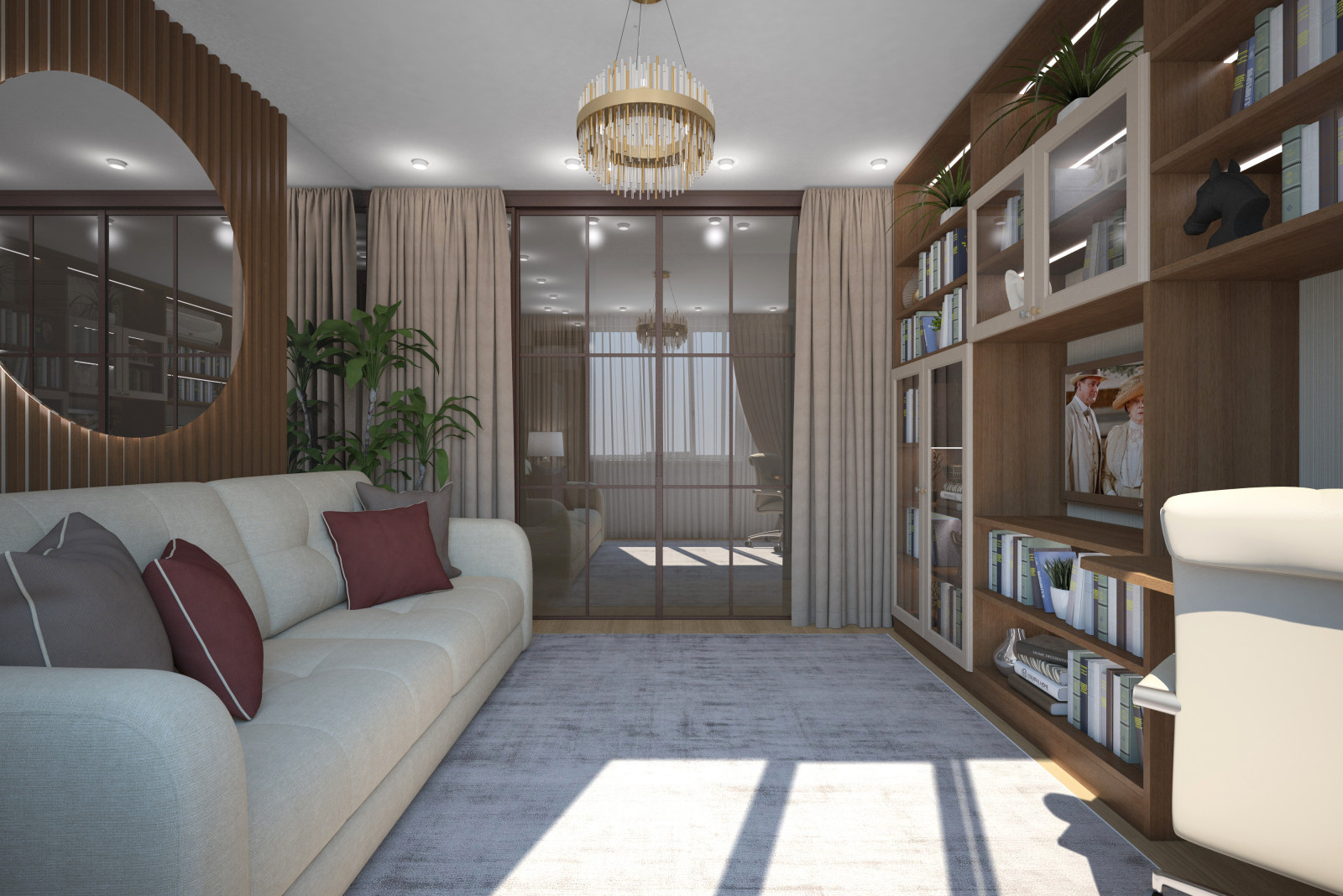 Кабинет. Квартира в многоэтажном доме 160м2. 1 Вариант.