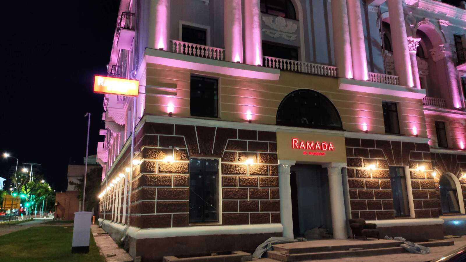 Front lighting of the hotel