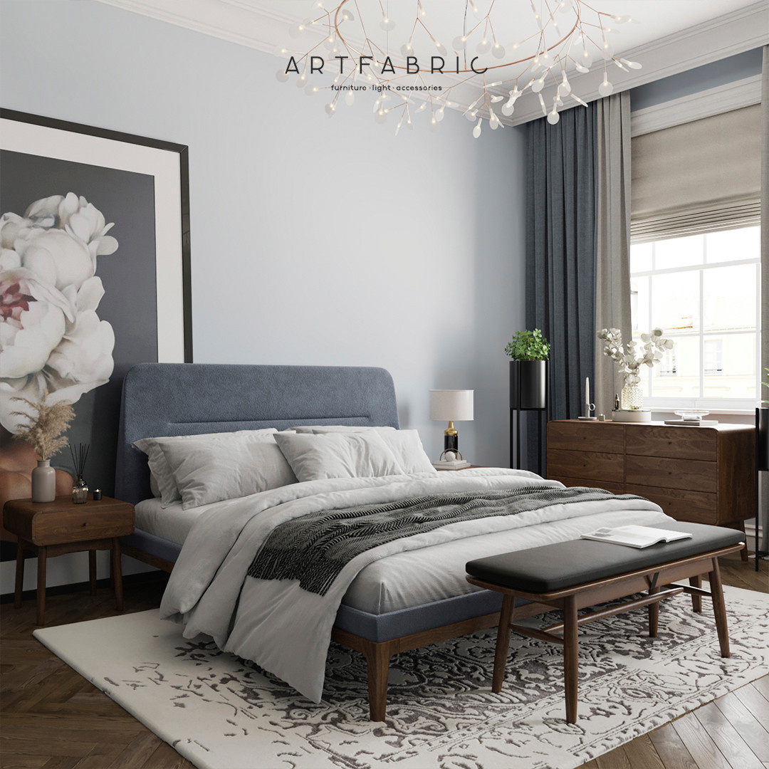 Уютная небольшая спальня с кроватью Artfabric