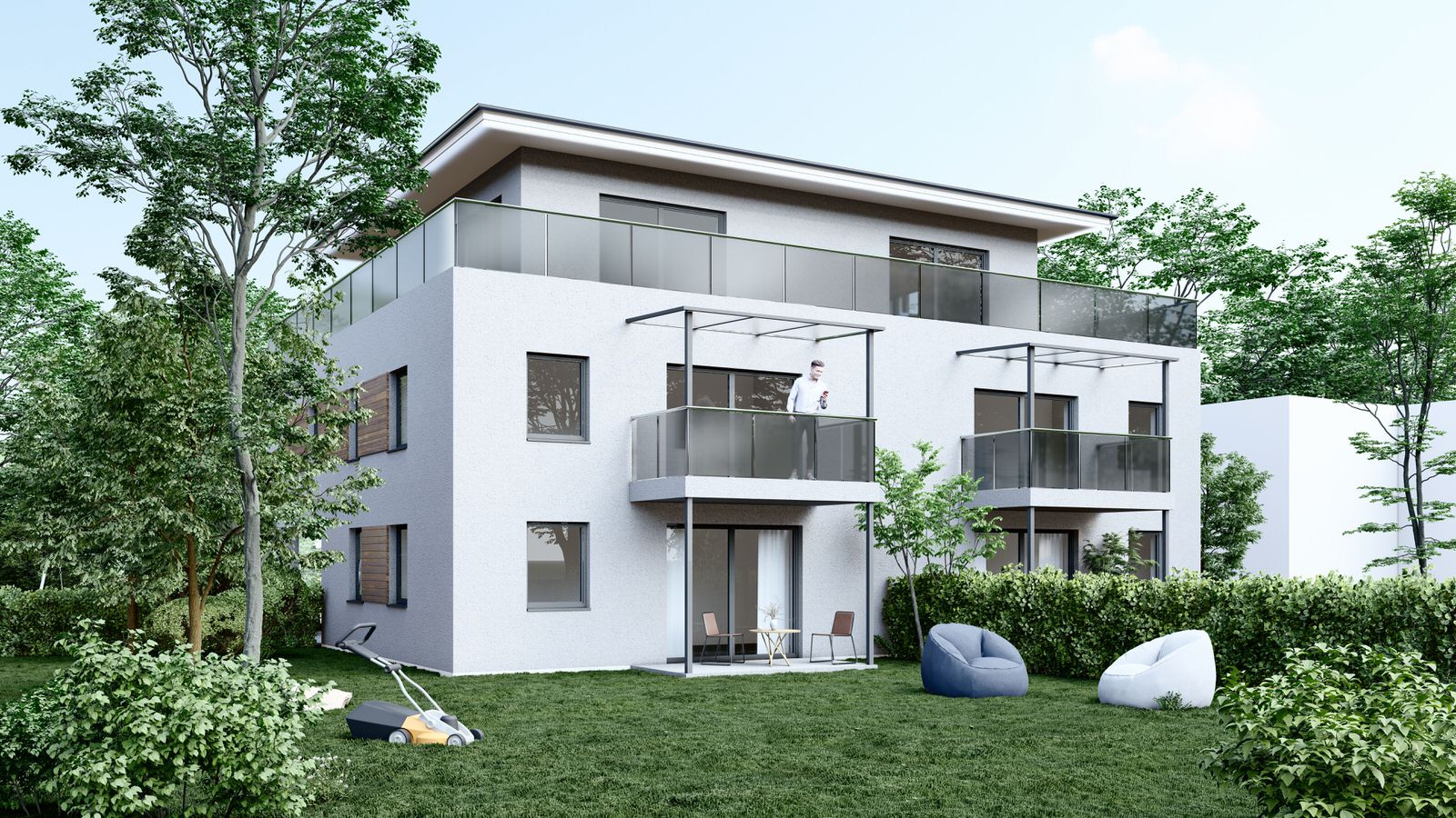 Visualisierung der Außenseite eines Mehrfamilienhauses
