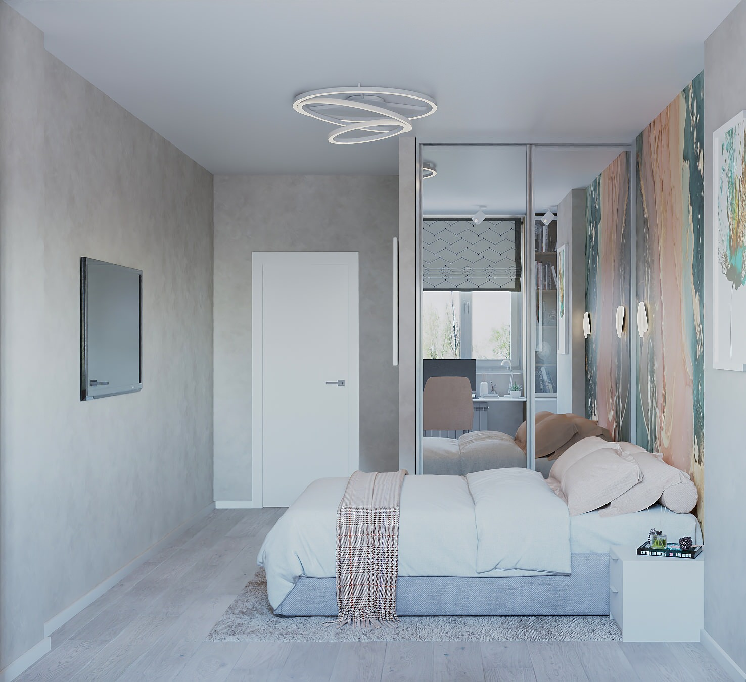 Дизайн интерьера спальни для девушки в квартире 65 м2 в ЖК Каскад