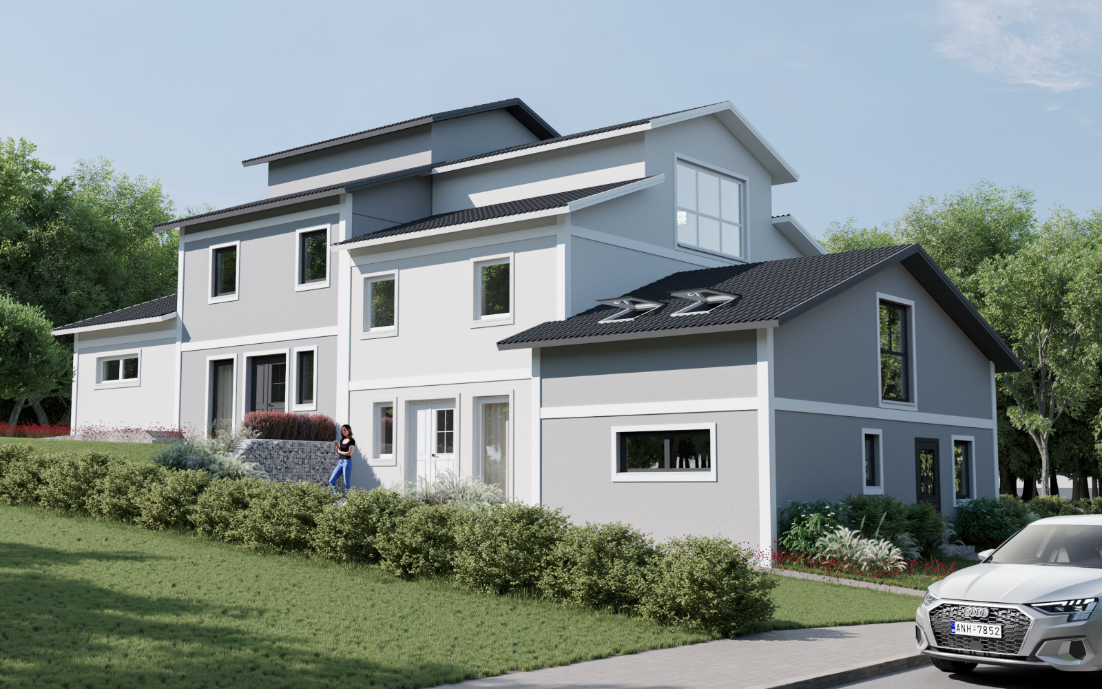 Neubau eines modernen Wohnhauses für mehrere Familien