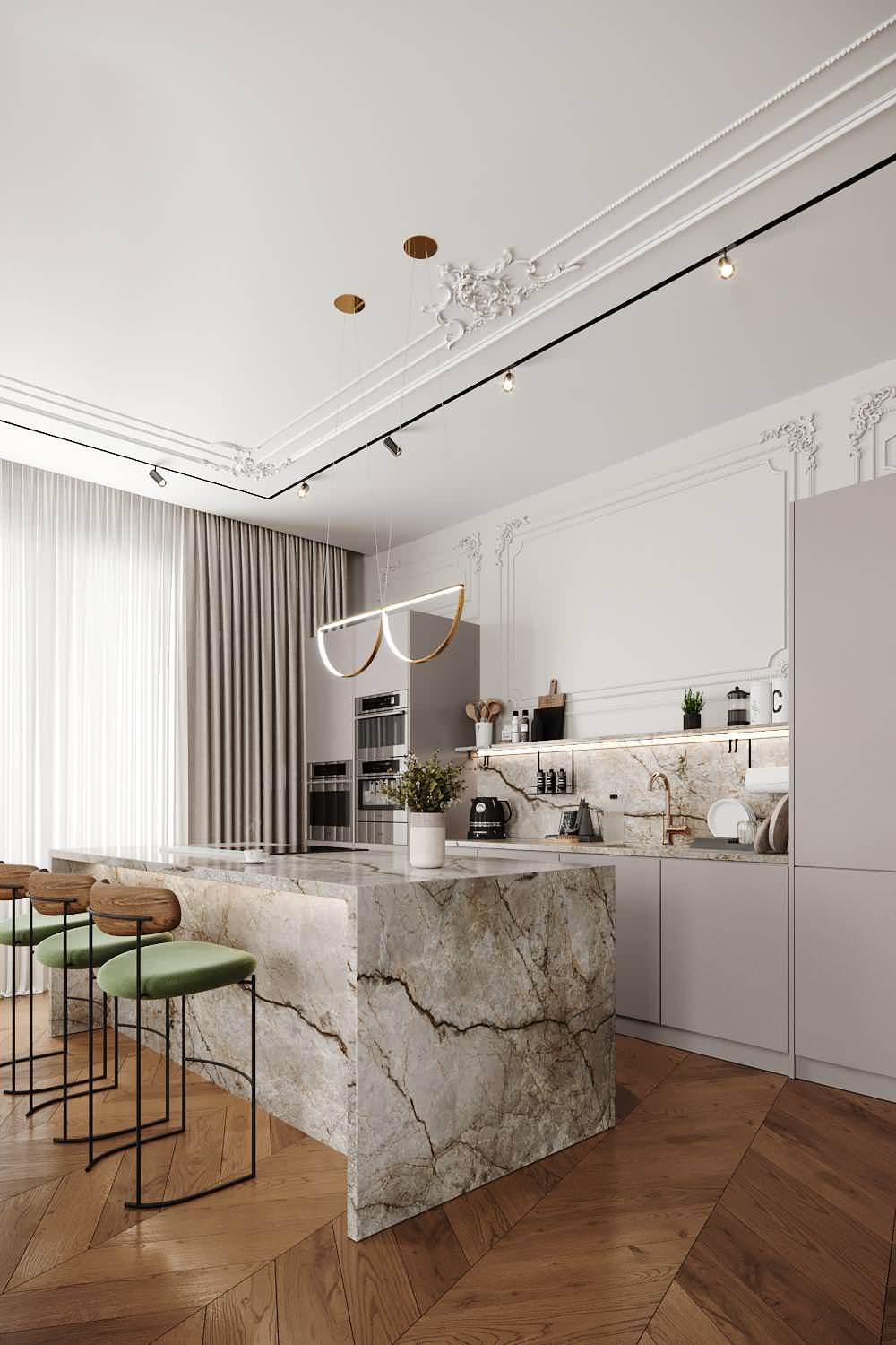 Светлый интерьер в стиле современная классика в ЖК Neva Haus - 177 кв. метров