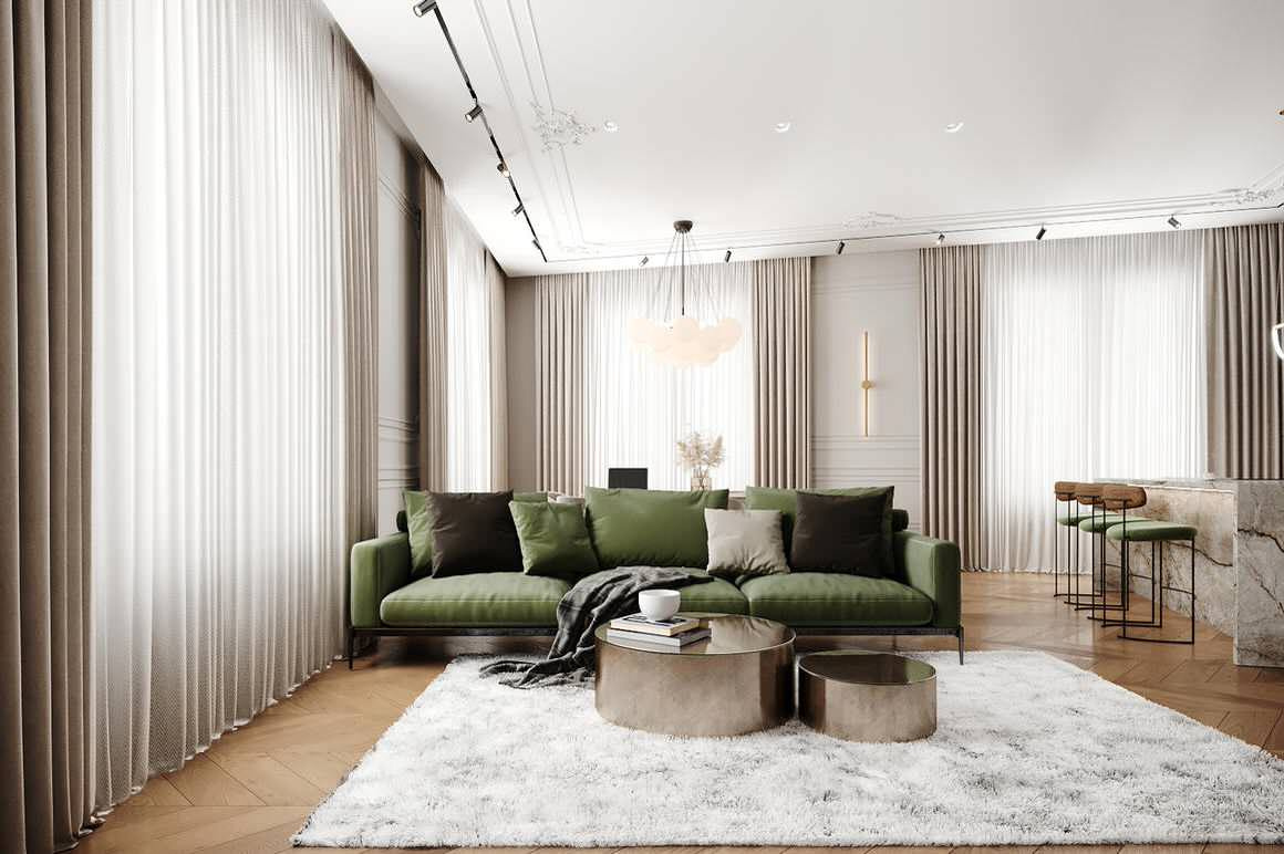Светлый интерьер в стиле современная классика в ЖК Neva Haus - 177 кв. метров
