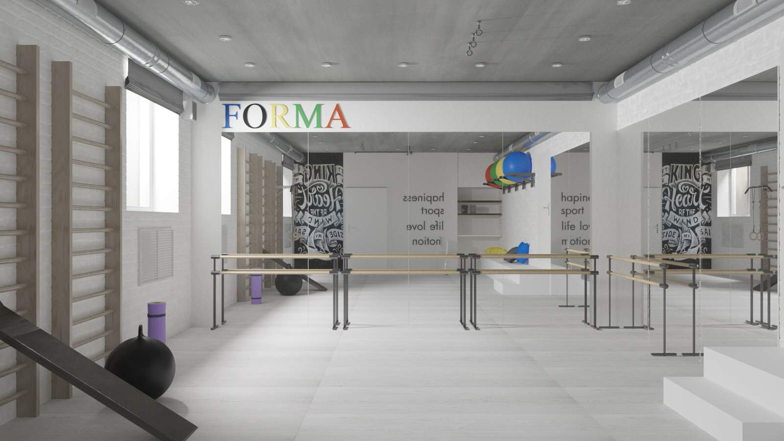 Дизайн интерьера спортивного центра и магазина FORMA