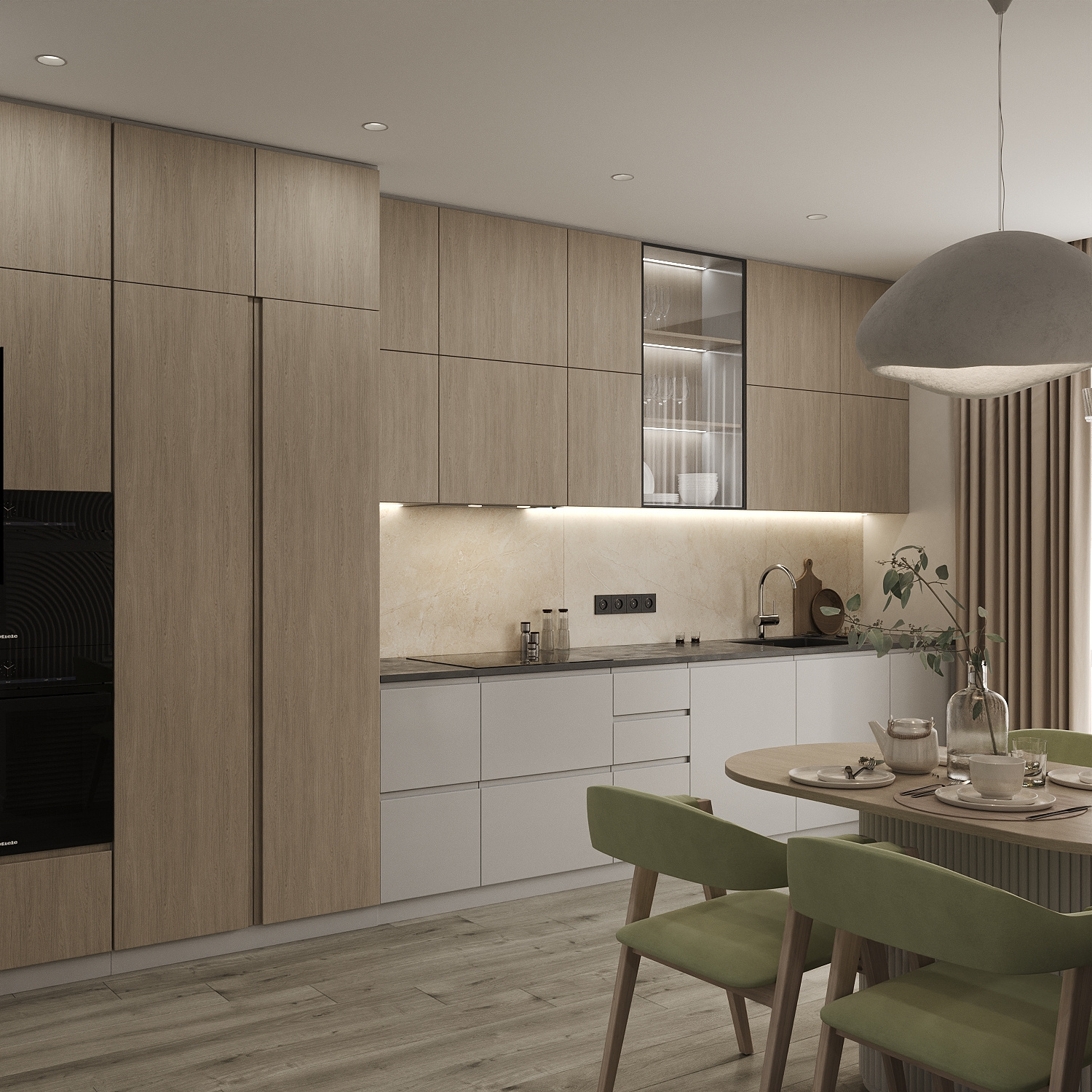 Теплый минимализм: этаж дома 67 м² в стиле джапанди