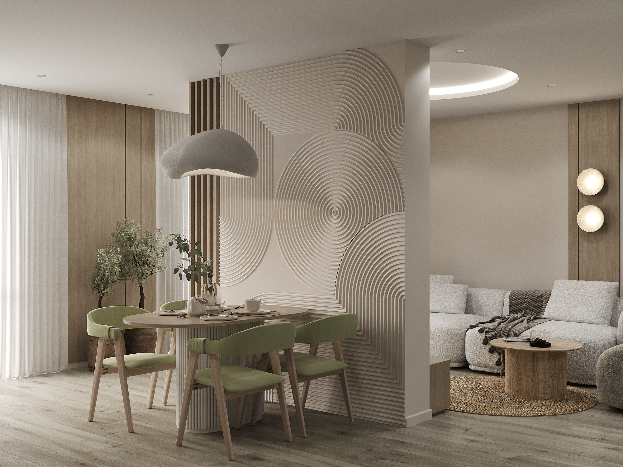 Обложка проекта: Теплый минимализм: этаж дома 67 м² в стиле джапанди