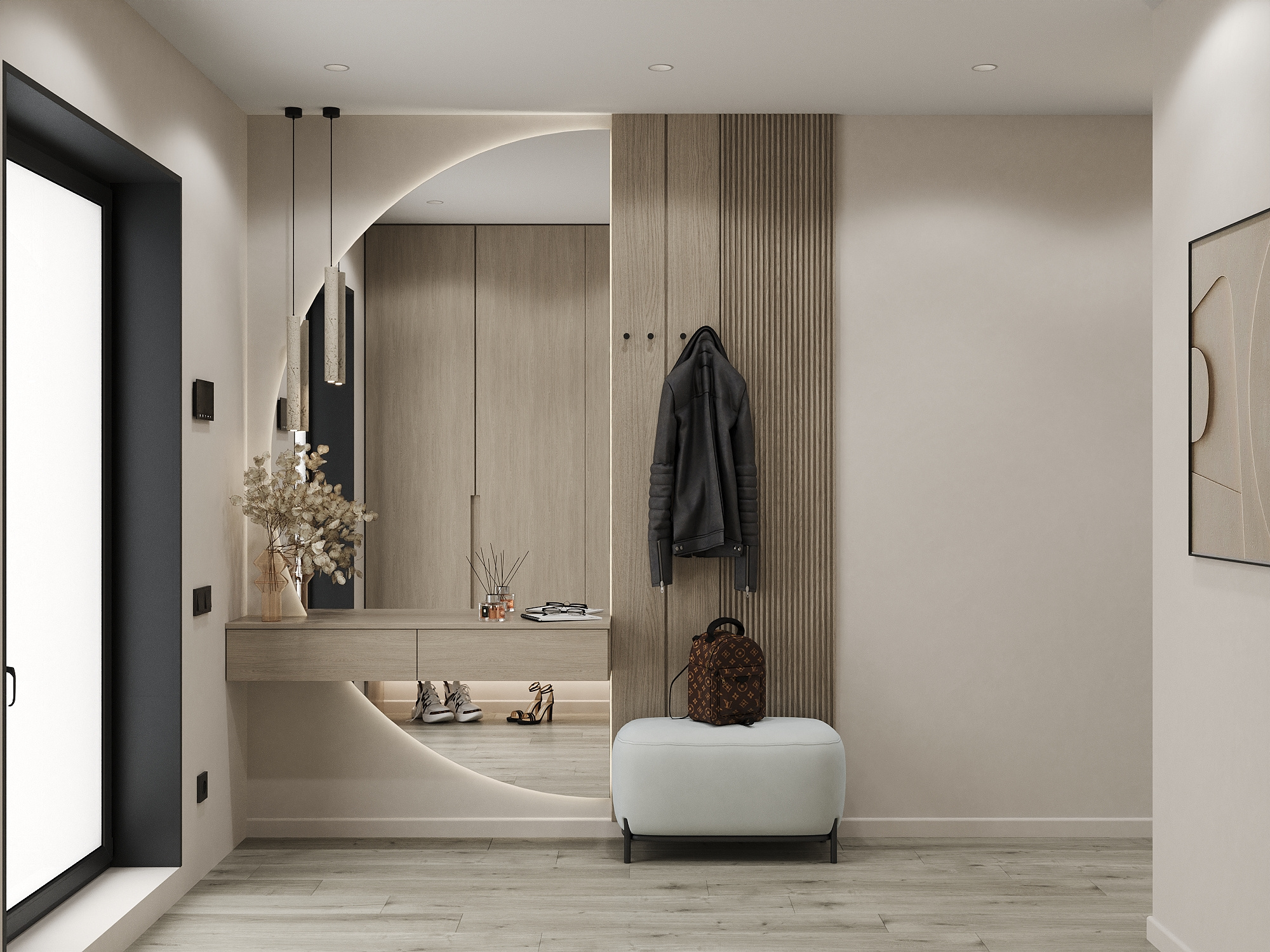 Теплый минимализм: этаж дома 67 м² в стиле джапанди