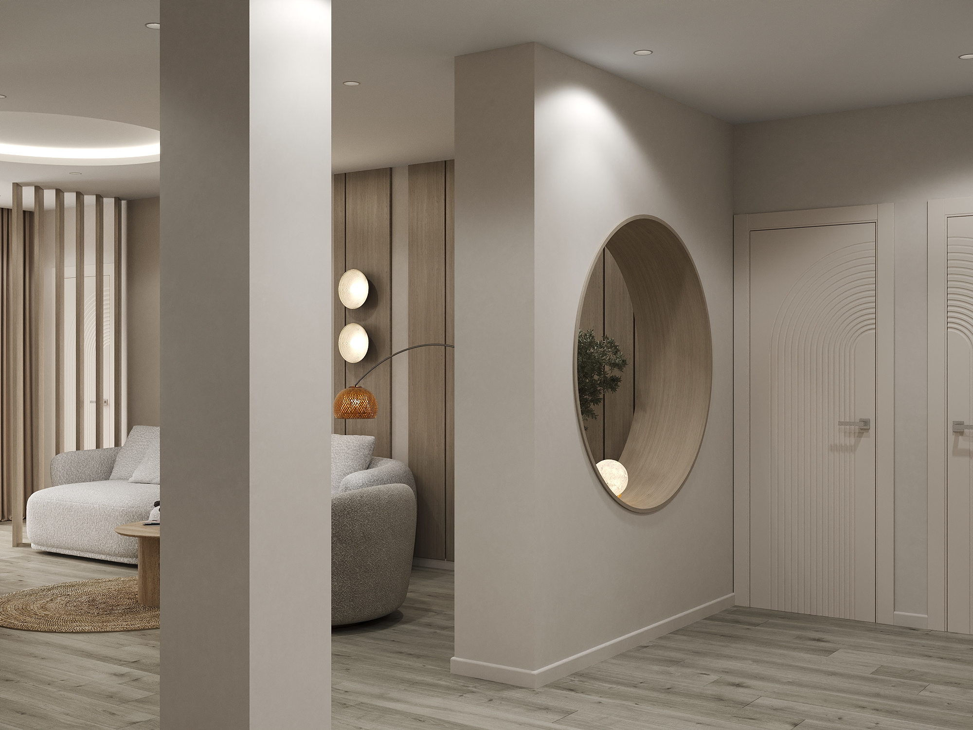 Теплый минимализм: этаж дома 67 м² в стиле джапанди