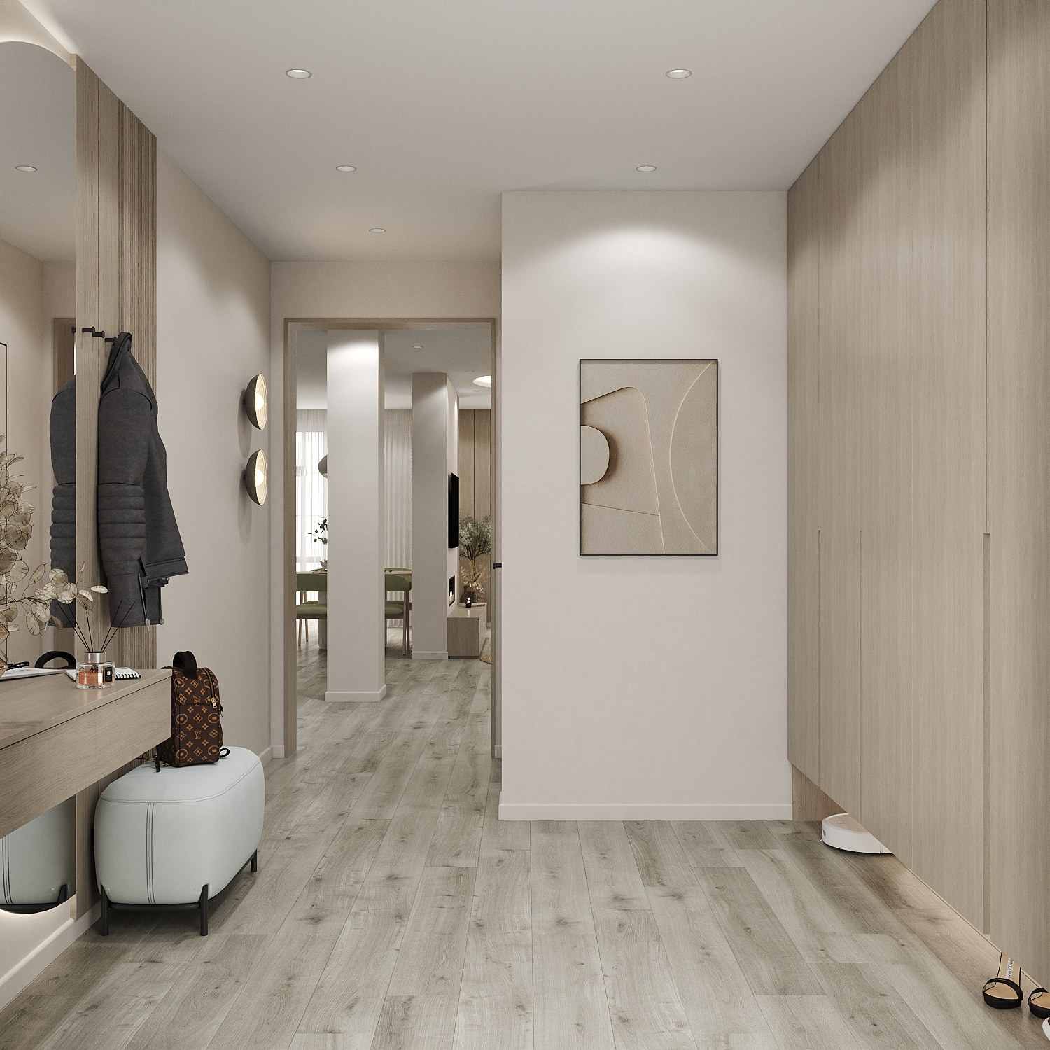 Теплый минимализм: этаж дома 67 м² в стиле джапанди