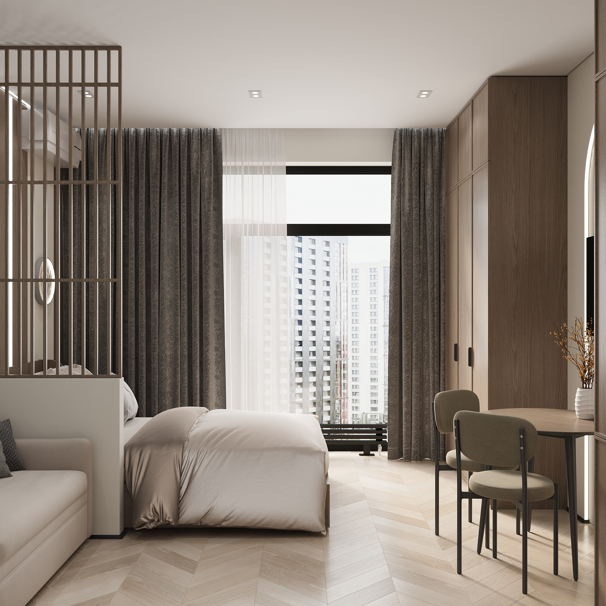 Студия 28 м² под сдачу: эргономика и эстетика джапанди