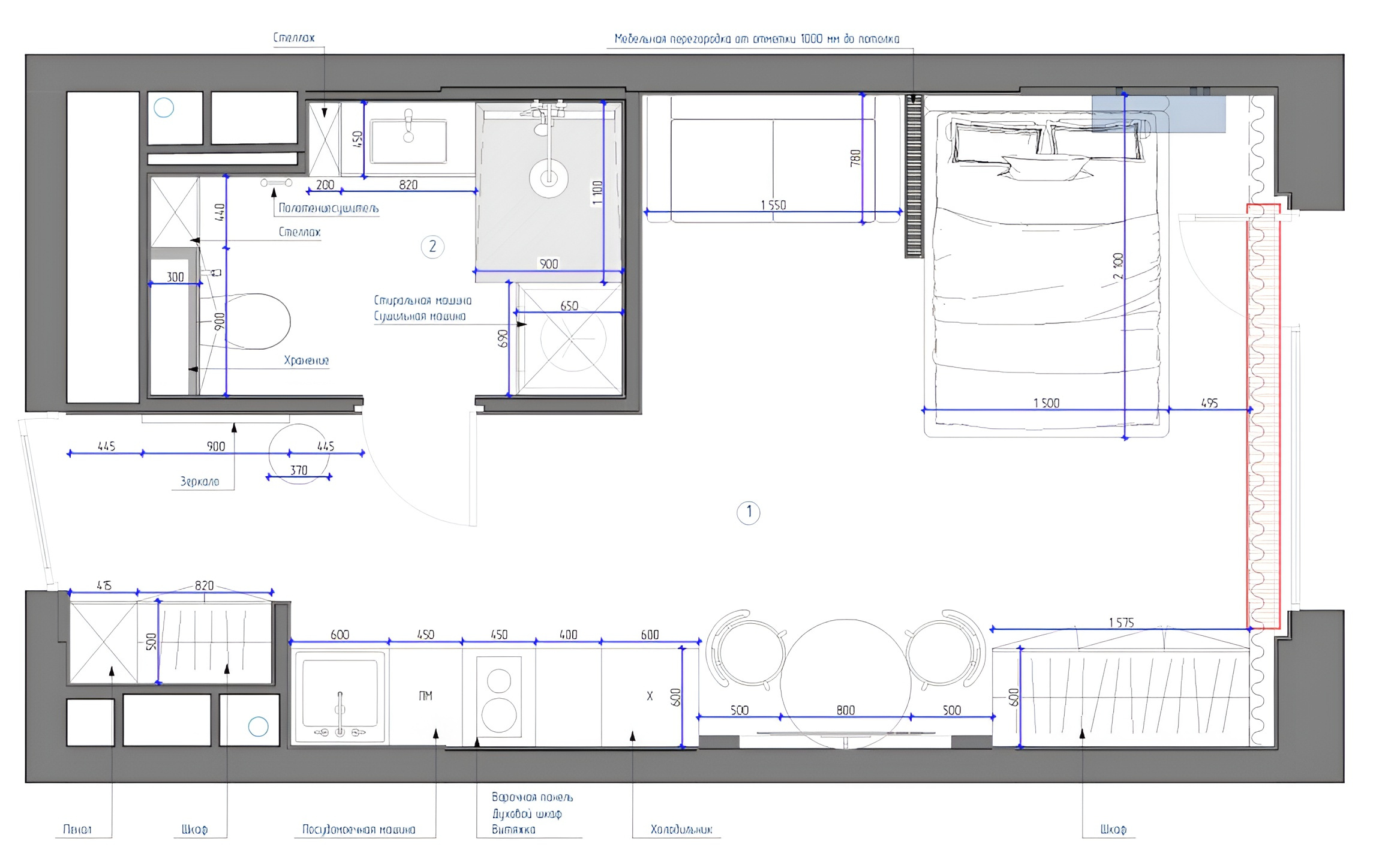 Студия 28 м² под сдачу: эргономика и эстетика джапанди