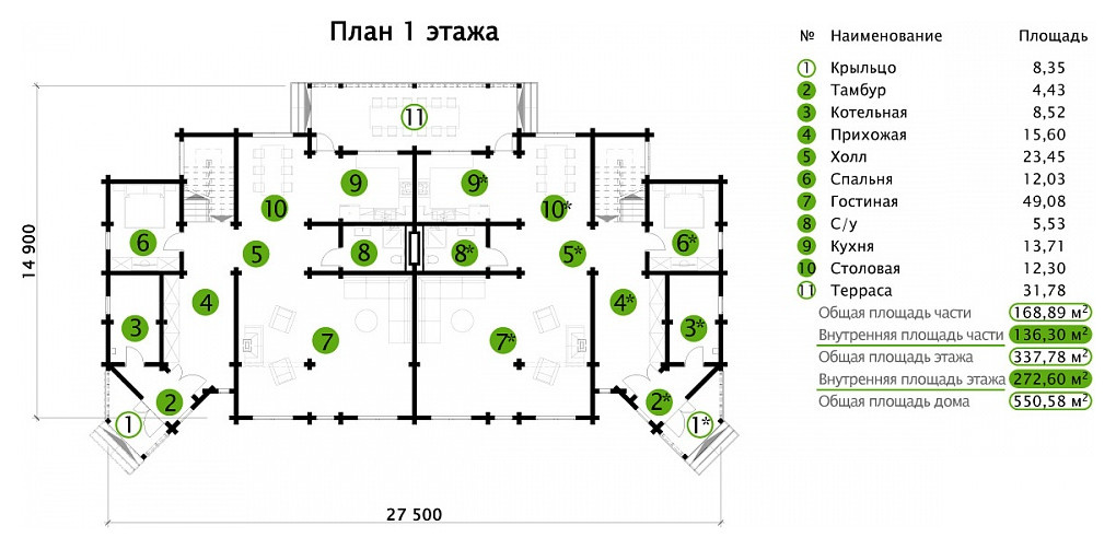 Дюплекс из клееного бруса