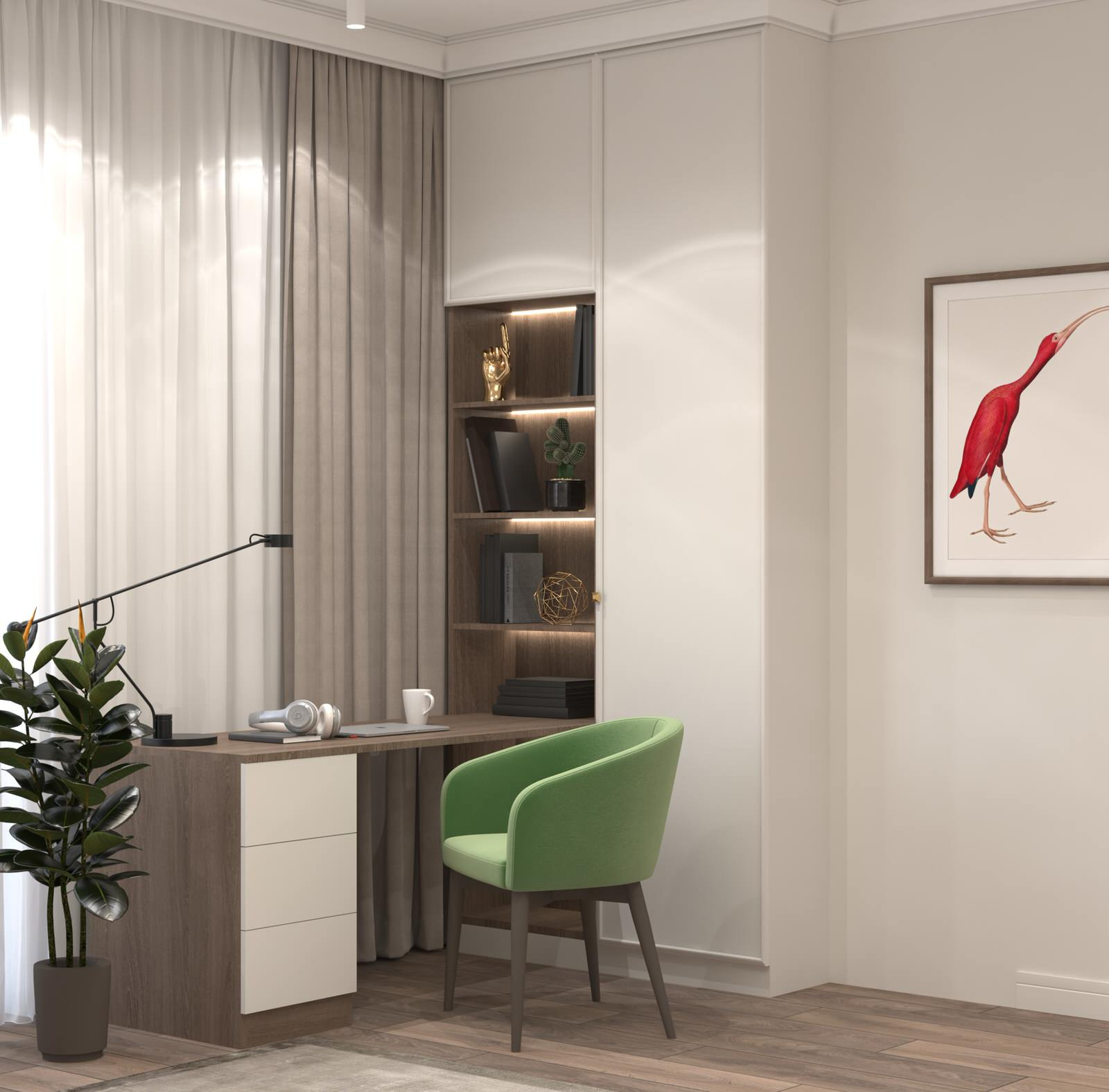 Проект спальни 17,3кв.м