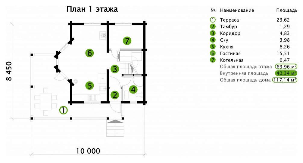 Трёхэтажный дом из клееного бруса | 117