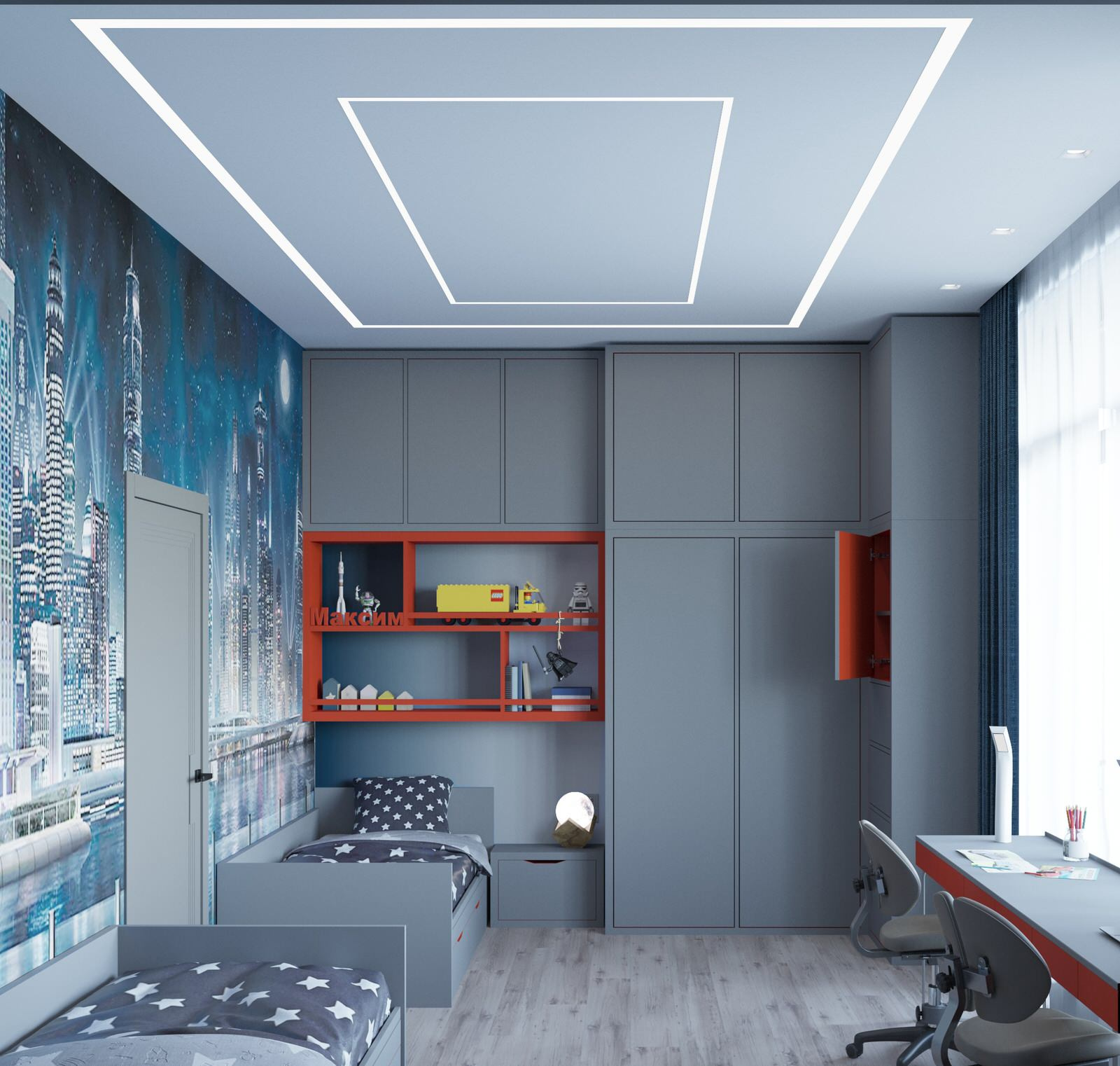 Детская комната для 2-ух мальчиков 18,6м²
