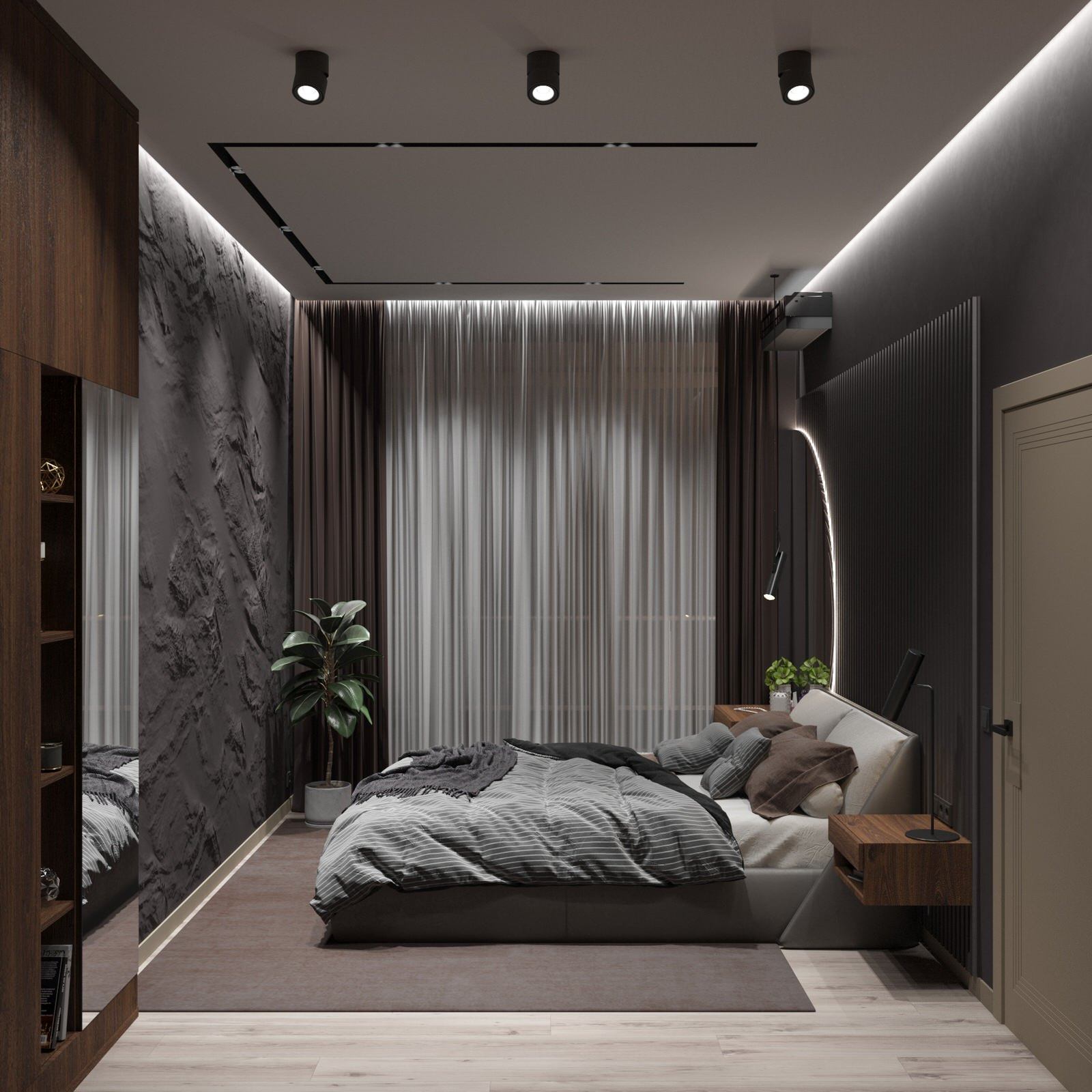 Современная и стильная спальня 16,7м²
