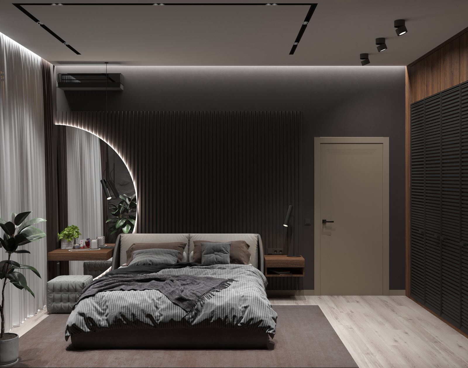 Современная и стильная спальня 16,7м²