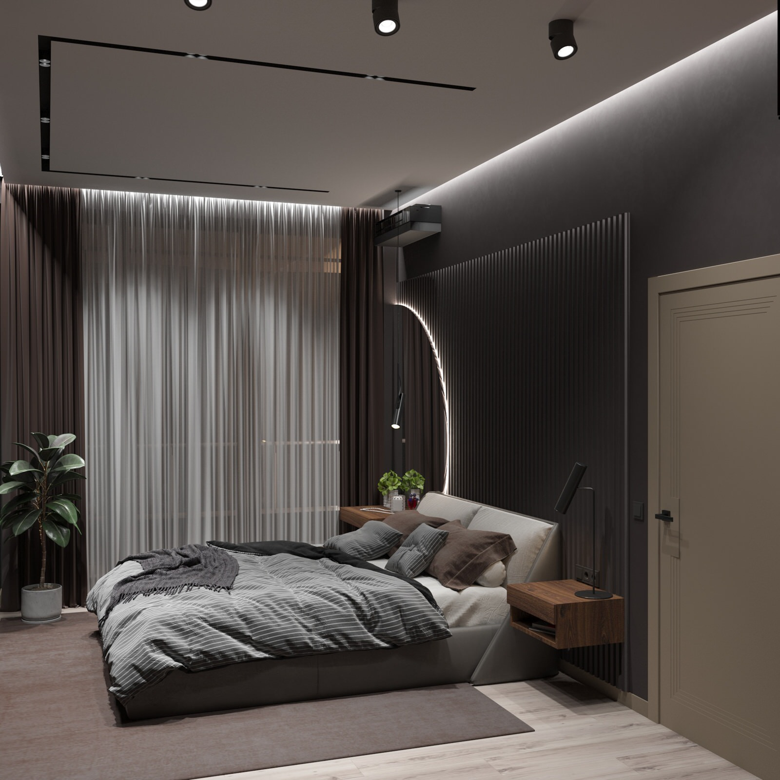 Современная и стильная спальня 16,7м²
