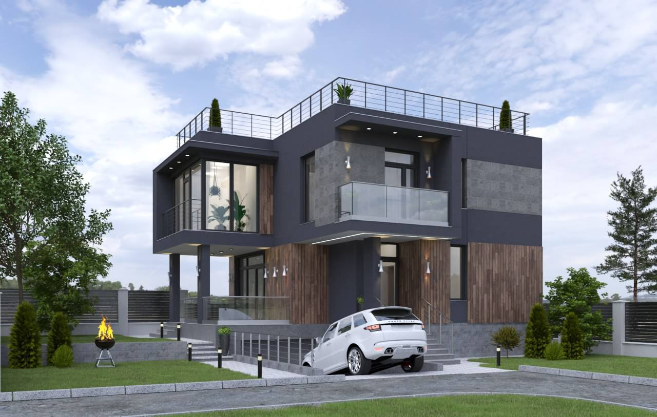 Architectural project of a private house outside the city