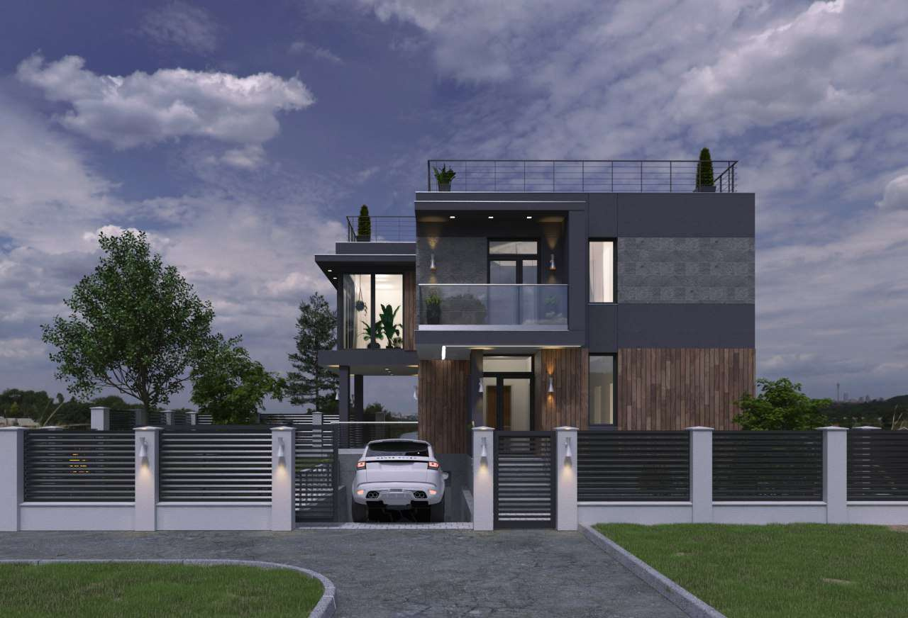 Architectural project of a private house outside the city