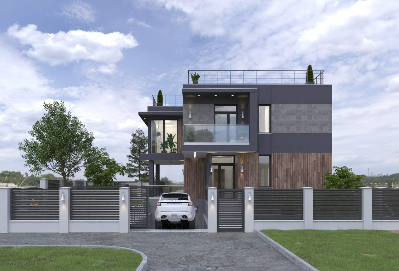 Architectural project of a private house outside the city