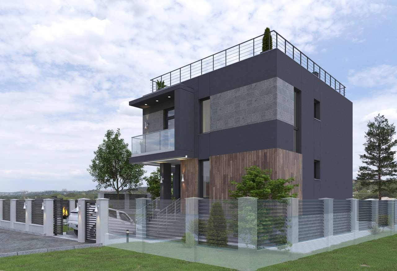 Architectural project of a private house outside the city