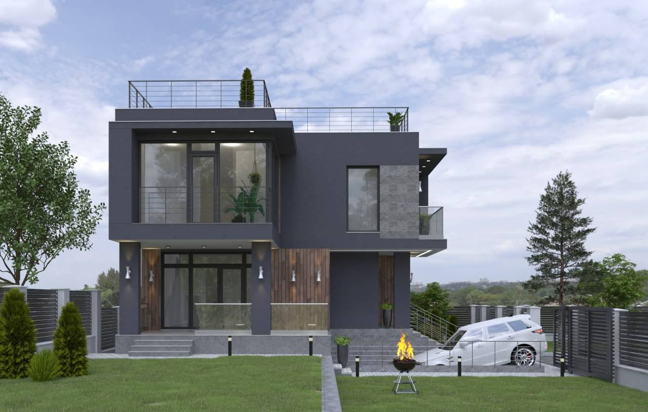Architectural project of a private house outside the city