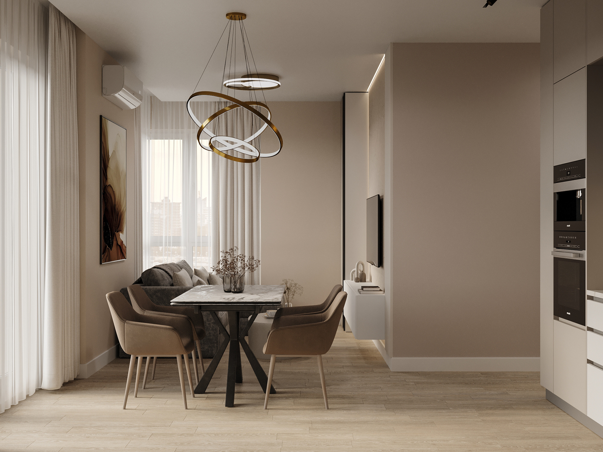 Современный дизайн в двухкомнатной квартире 72 м² с грамотной планировкой