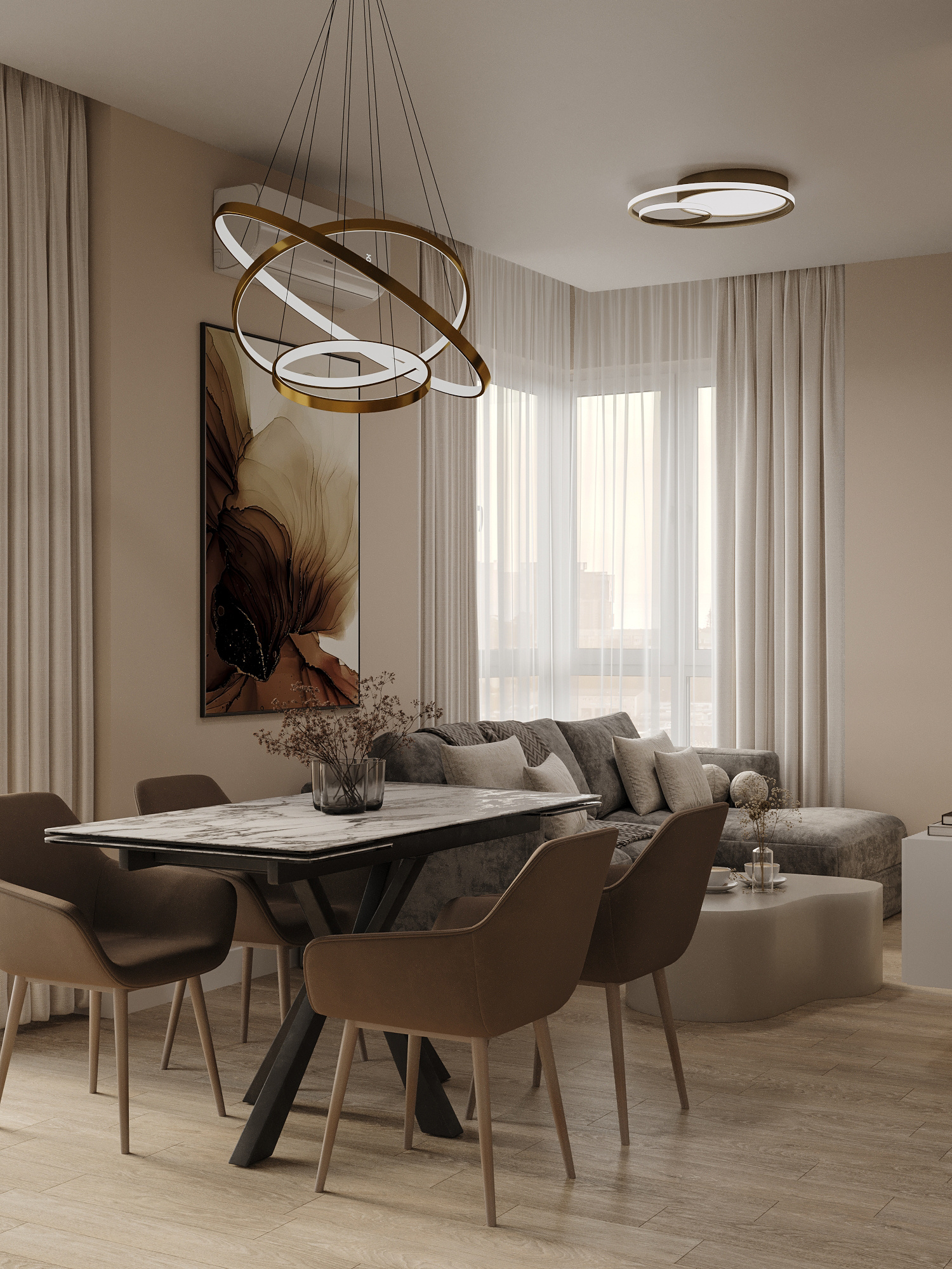 Современный дизайн в двухкомнатной квартире 72 м² с грамотной планировкой