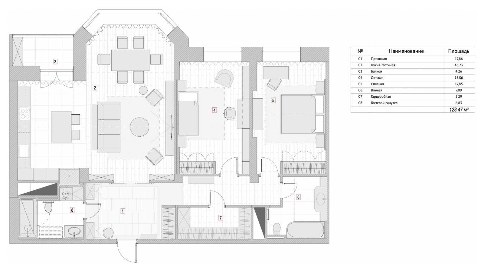Houzz тур: Светлая квартира с эркером и бронзовой кухней