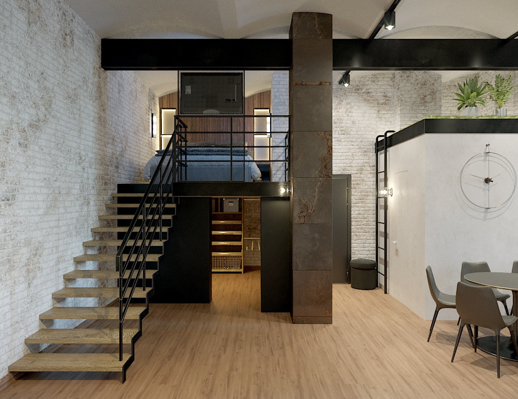 Лофт апартаменты в 2 уровня
