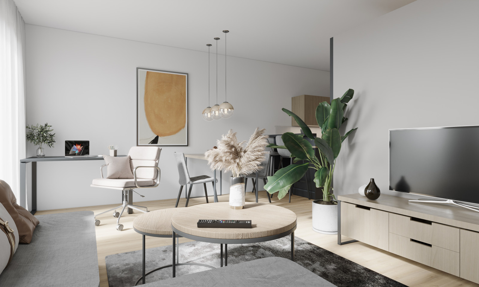 Visualisierung einer 1-Zimmer-Wohnung inkl. 3D Grundriss