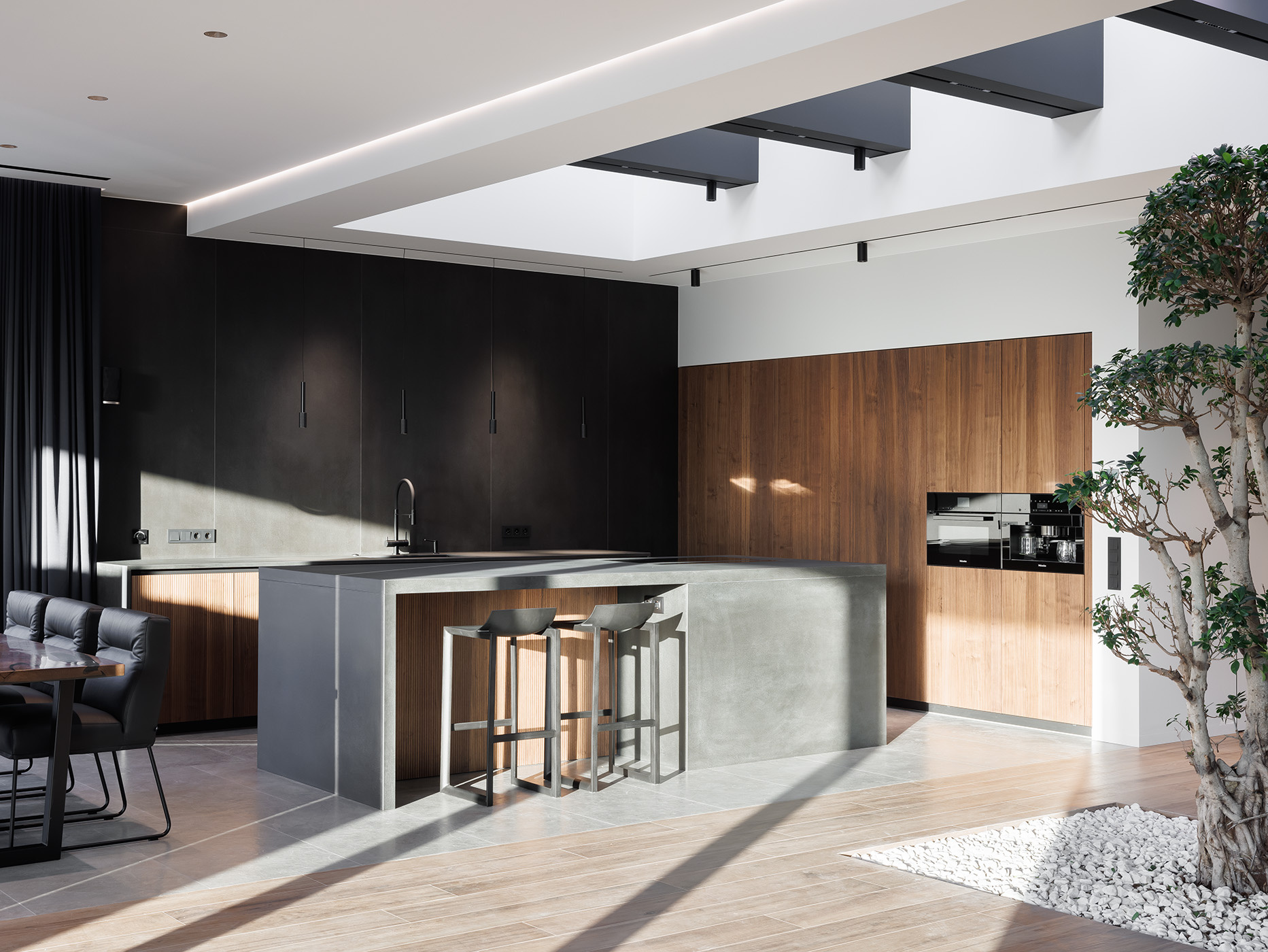 Большая кухня в загородном доме