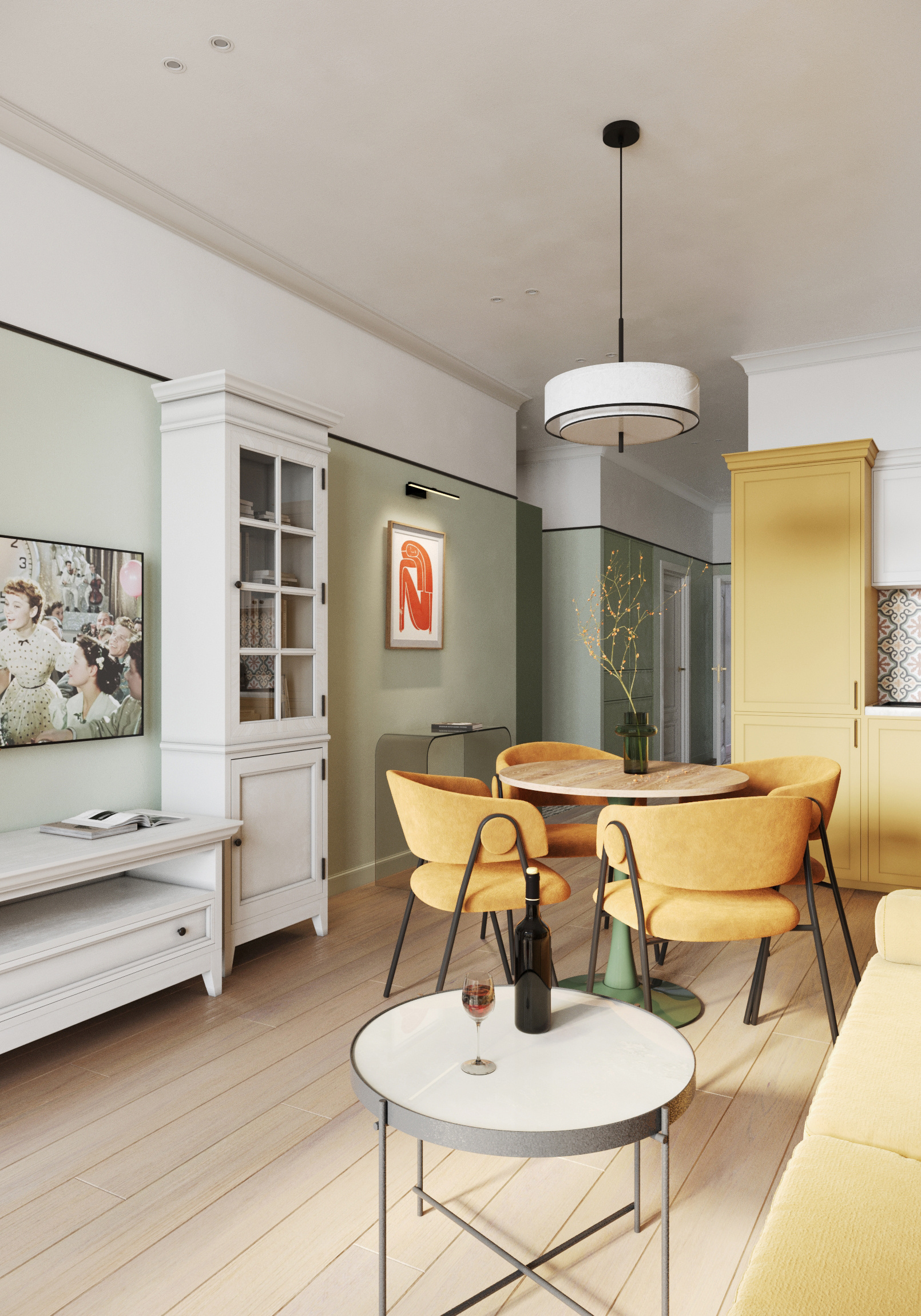 Эклектичный интерьер в ЖК "RiverSky"