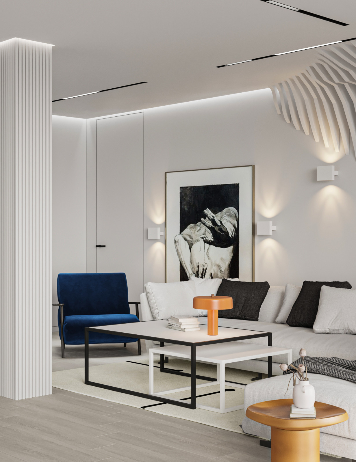 White living room