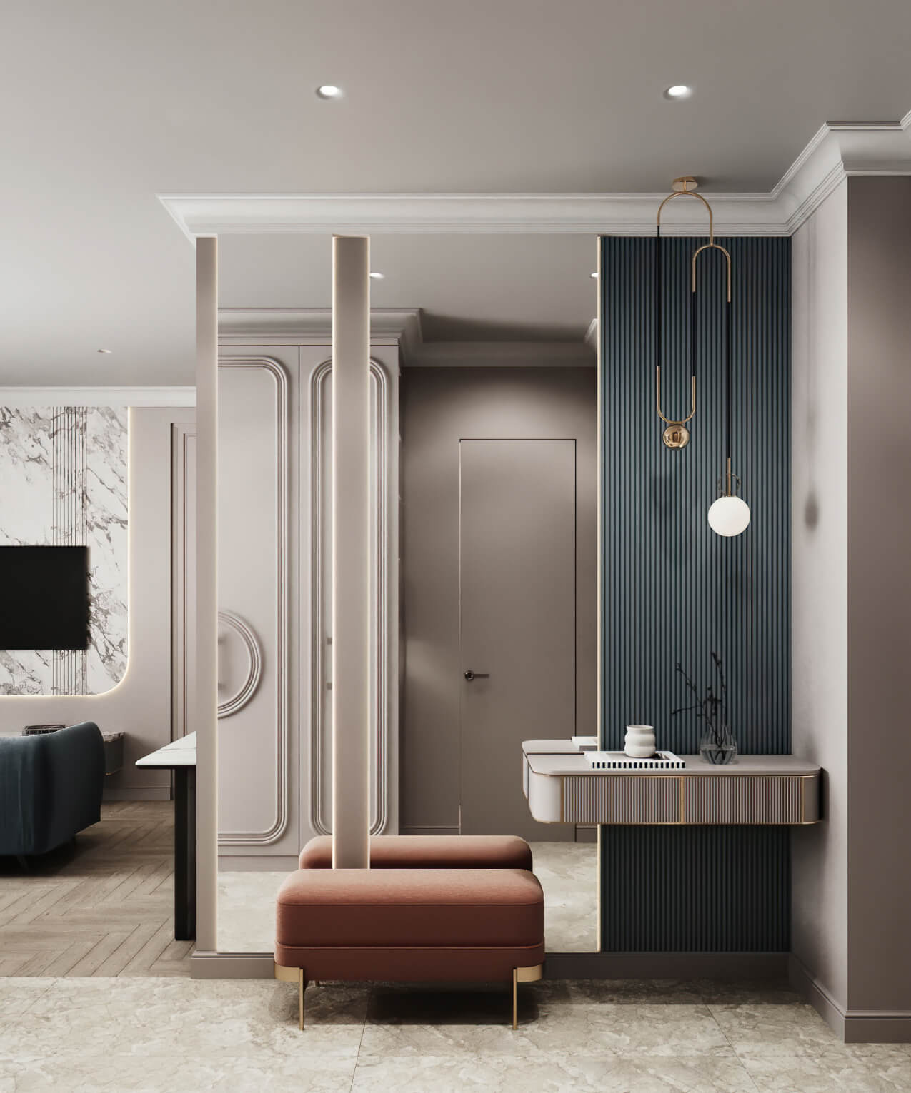 Интерьер квартиры в Москве ЖК RiverSky, 80м2