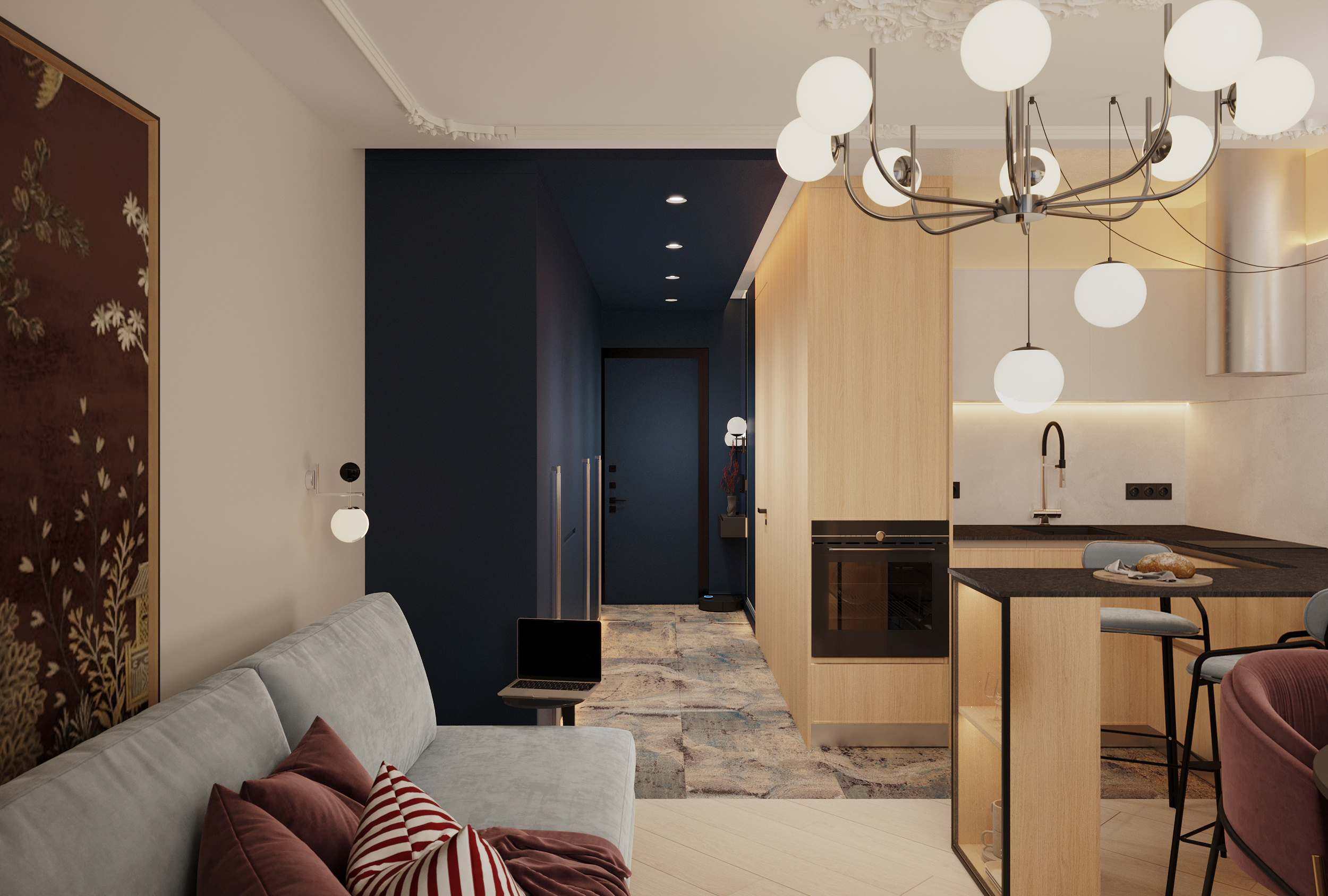Дизайн-проект квартиры студии 27м2, в Екатеринбурге