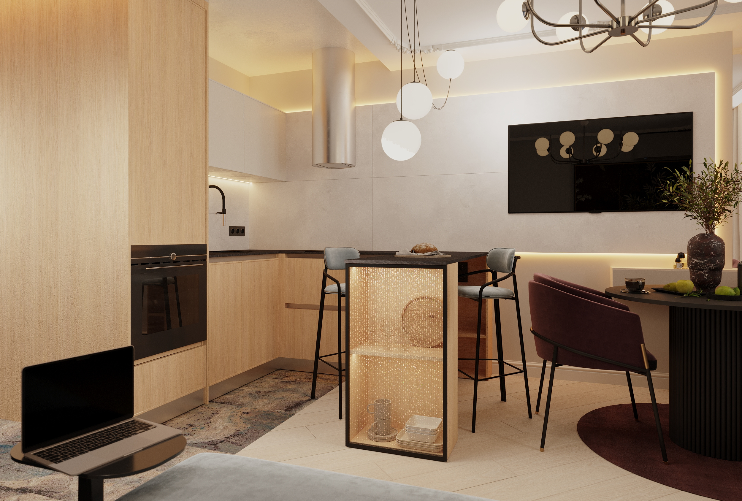 Дизайн-проект квартиры студии 27м2, в Екатеринбурге