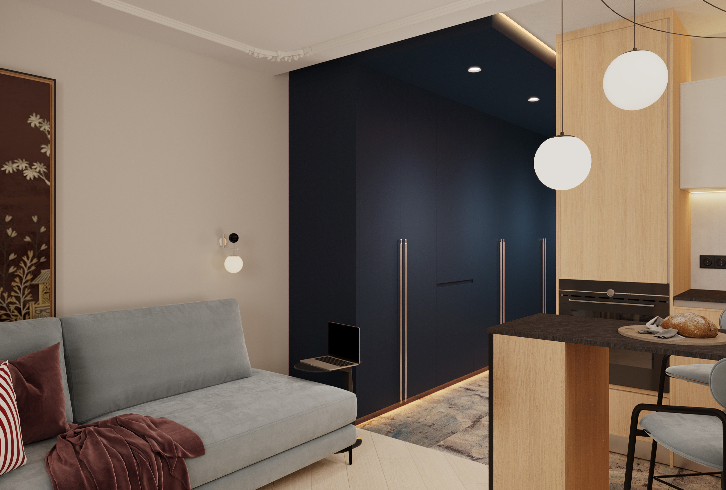 Дизайн-проект квартиры студии 27м2, в Екатеринбурге