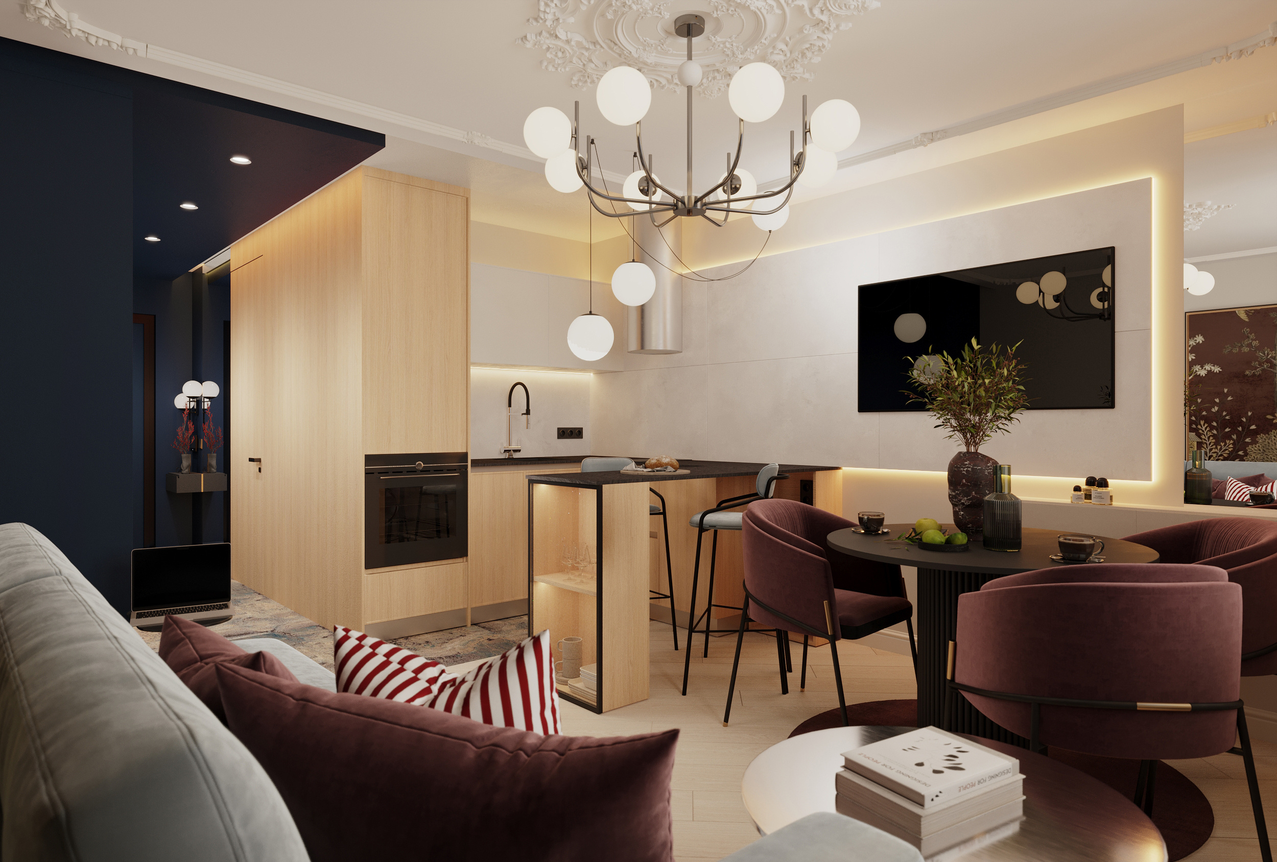 Дизайн-проект квартиры студии 27м2, в Екатеринбурге